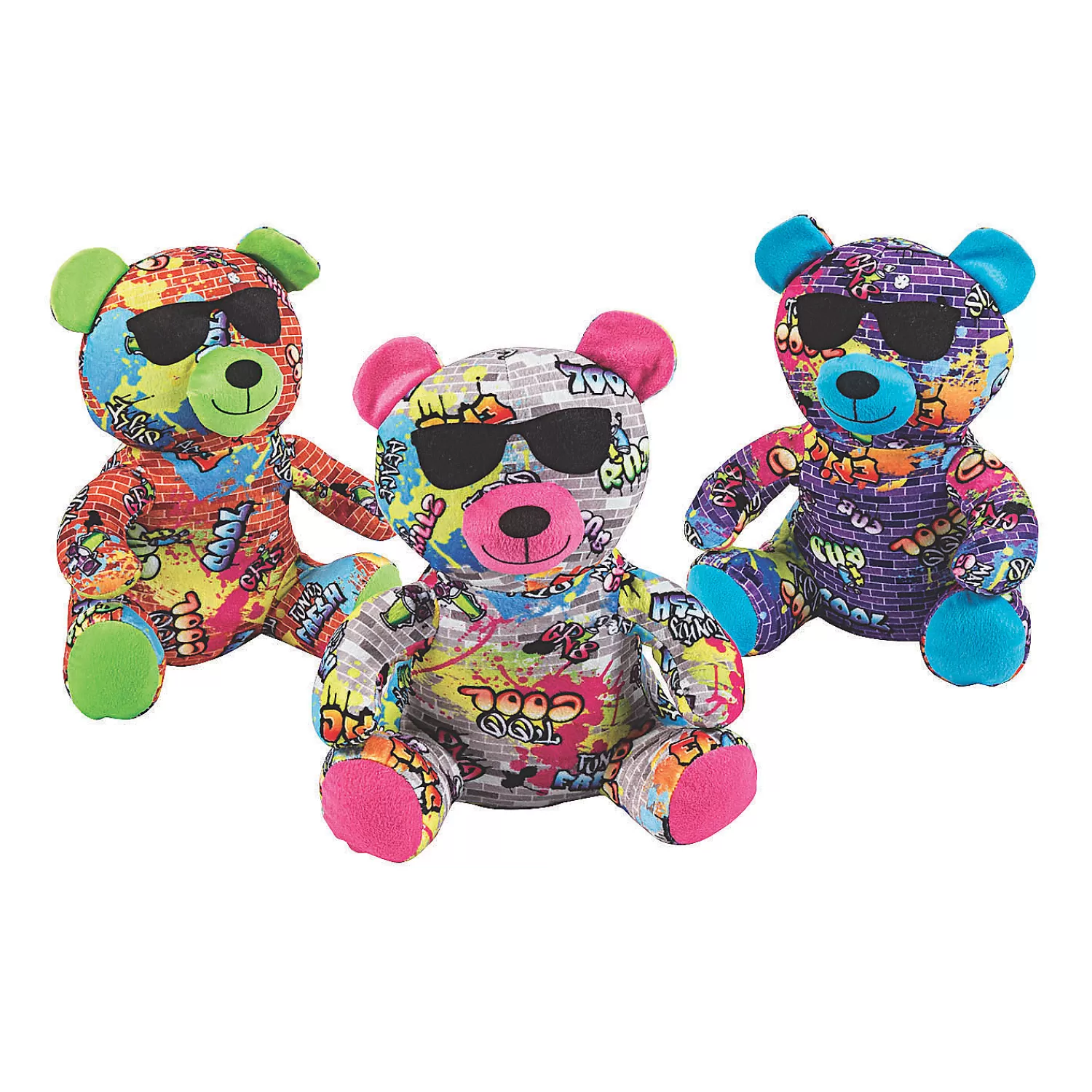 Oriental Trading Stuffed Animals & Plush Toys*12" Medium Graffiti Stuffed Bears - 3 Pc.