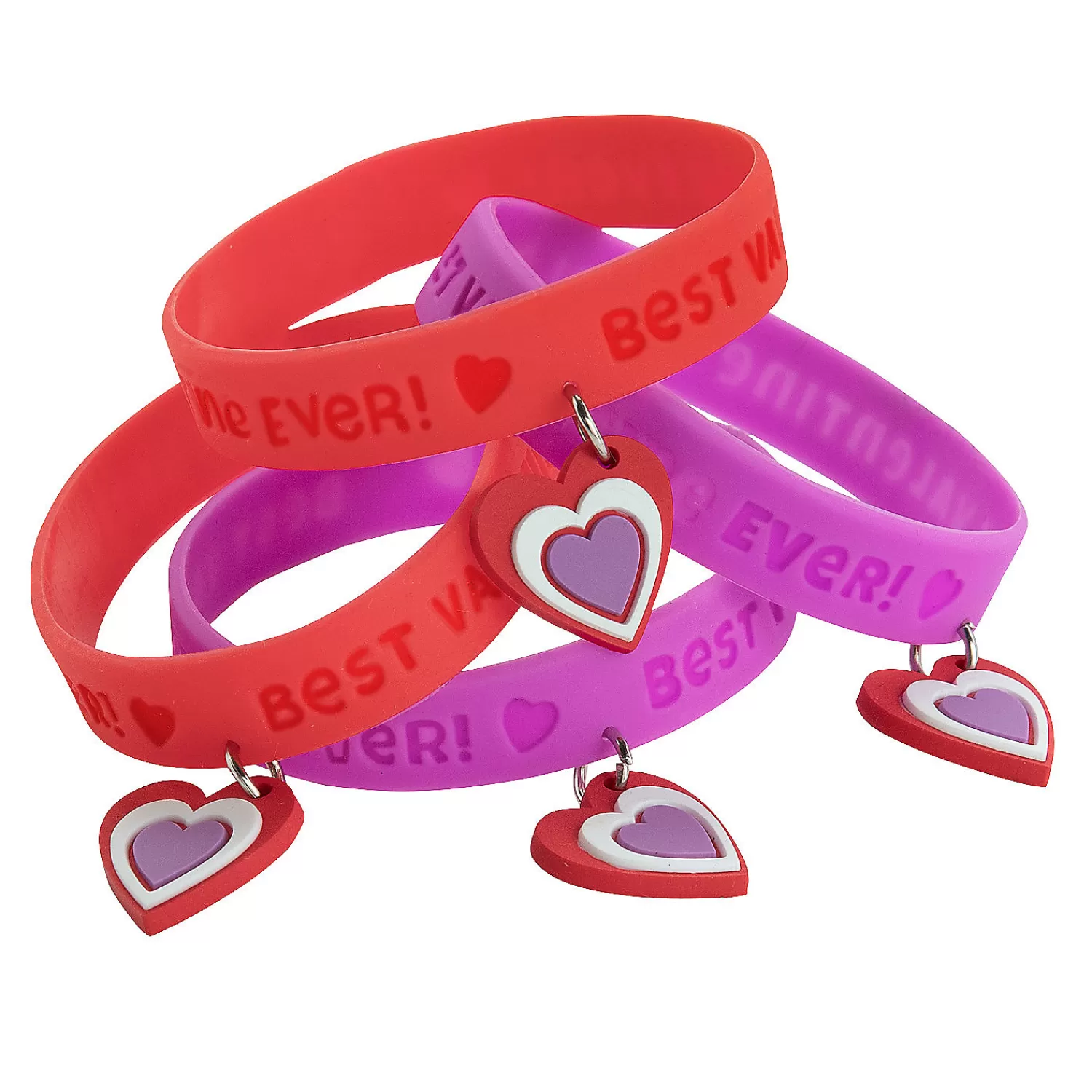 Oriental Trading Bracelets*Best Valentine Ever Rubber Bracelets With Charm - 12 Pc.