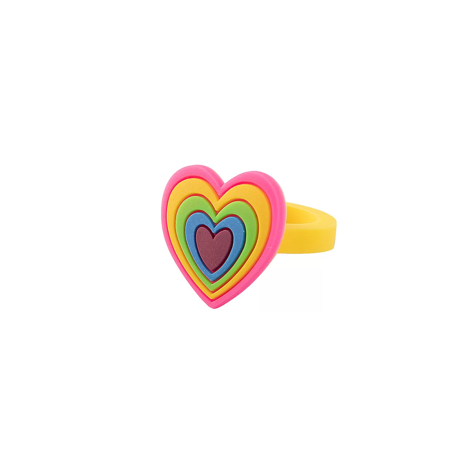 Oriental Trading Rings*Bright Rainbow Heart Rings - 12 Pc.