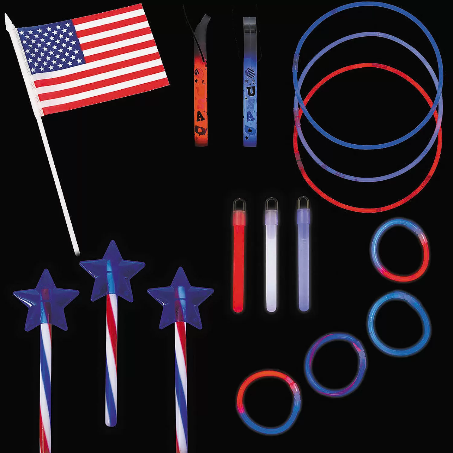 Oriental Trading Glow Sticks*Bulk 198 Pc. Patriotic Glow Family Kit