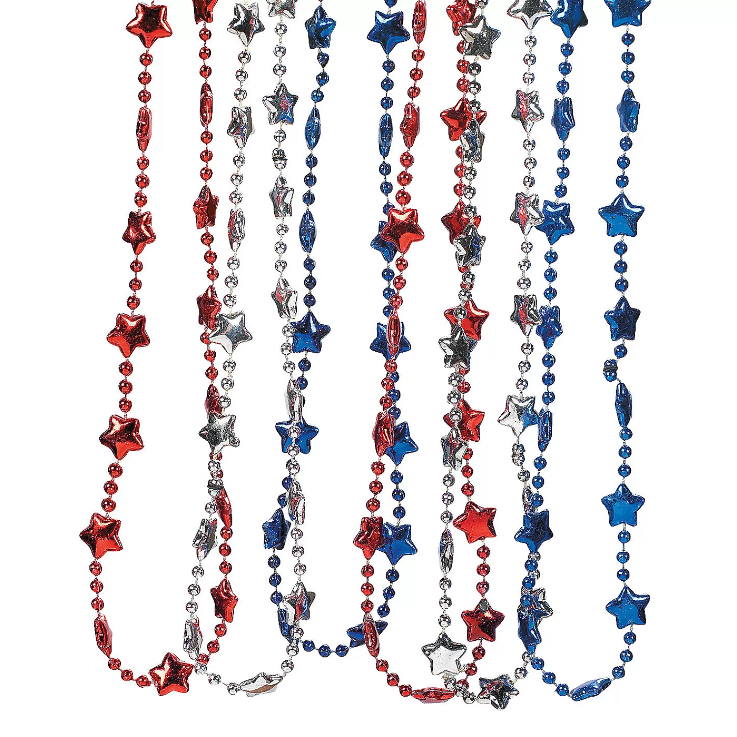 Oriental Trading Necklaces*Bulk 480 Pc. Metallic Patriotic Star Bead Necklaces