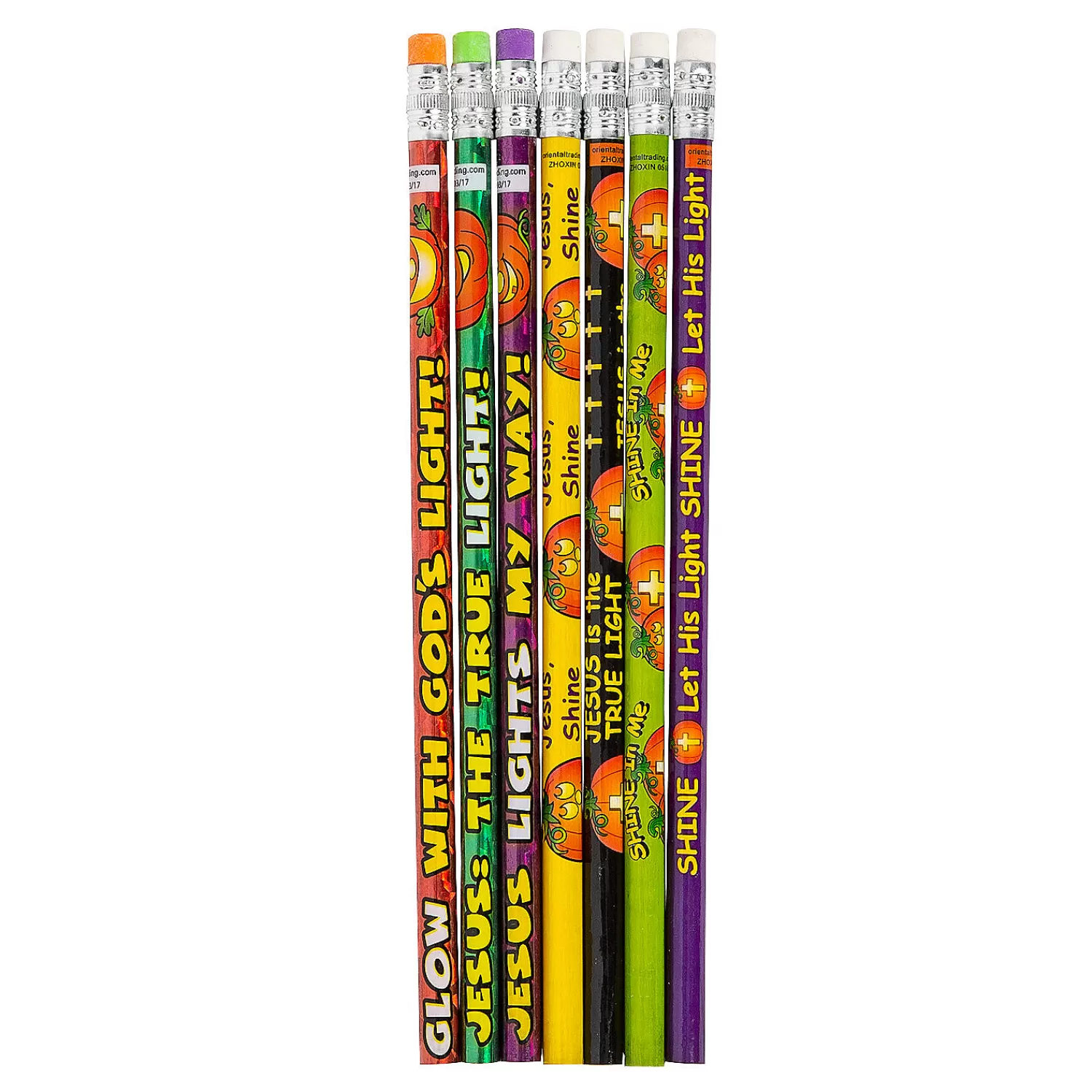 Oriental Trading Pencils*Bulk 48 Pc.Christian Pumpkin Pencil Assortment