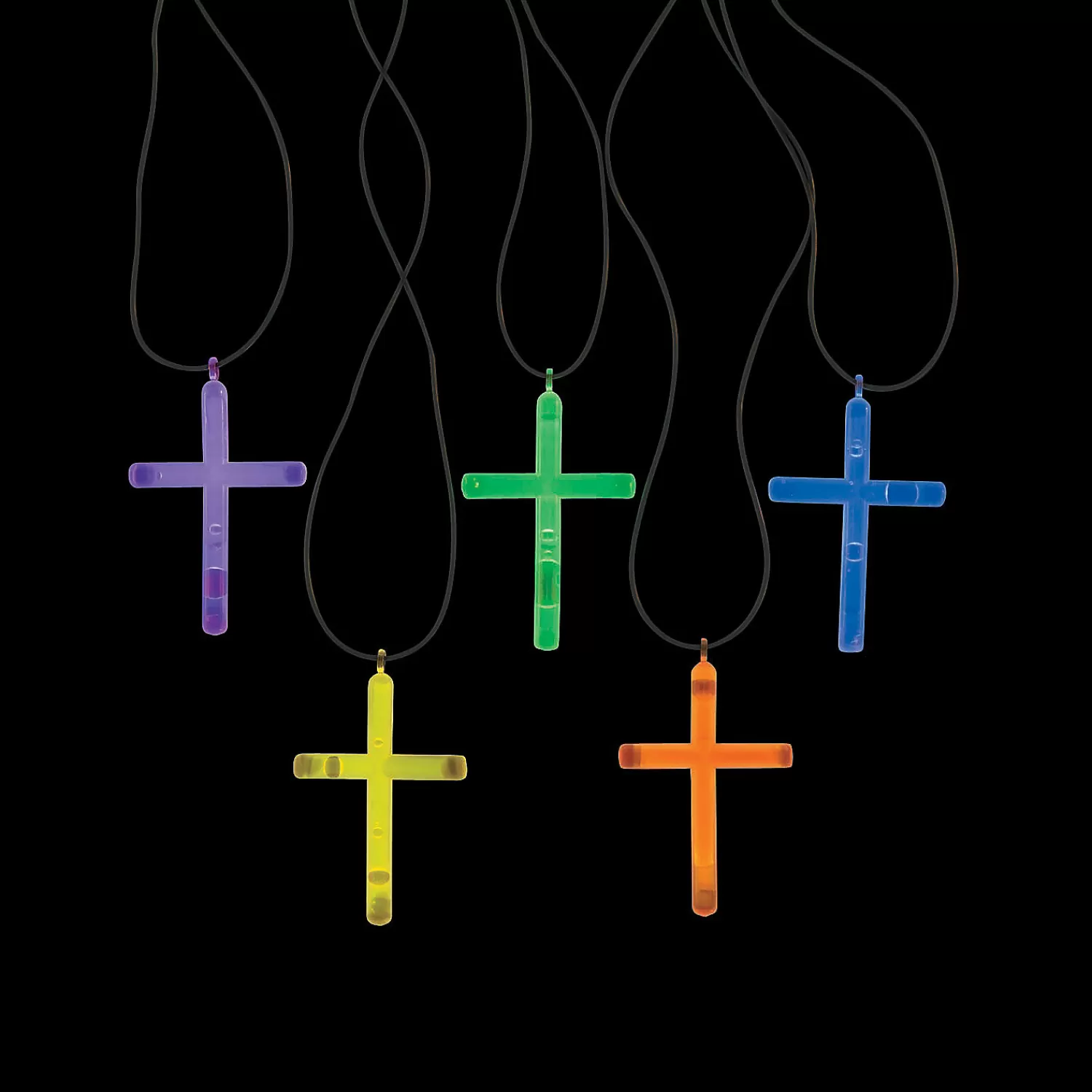 Oriental Trading Glow Assortments*Bulk 50 Pc. Glow Stick Cross Necklaces