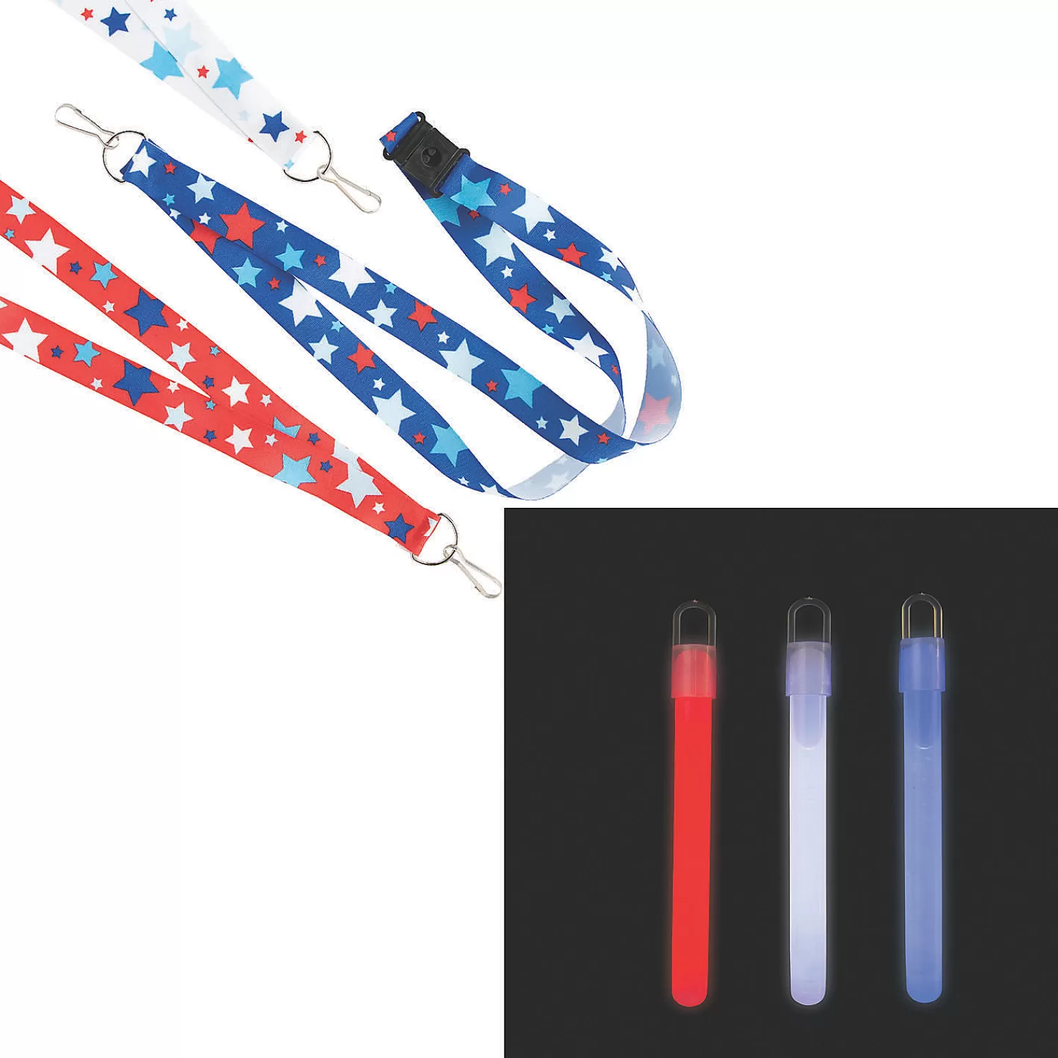 Oriental Trading Glow Sticks*Bulk Patriotic Lanyard & Glow Stick Kit For 48