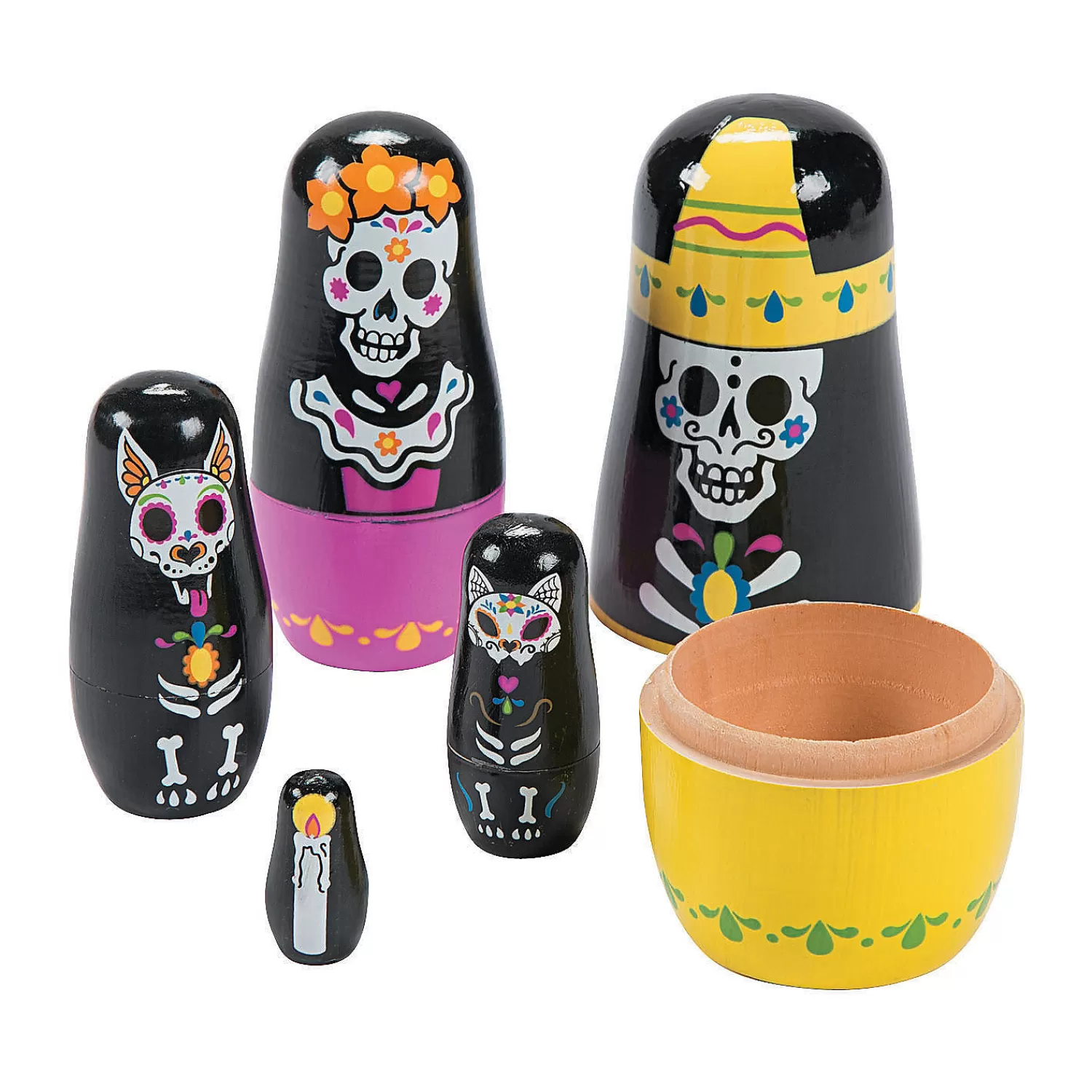 Oriental Trading Character Toys*Day Of The Dead Nesting Dolls - 5 Pc.