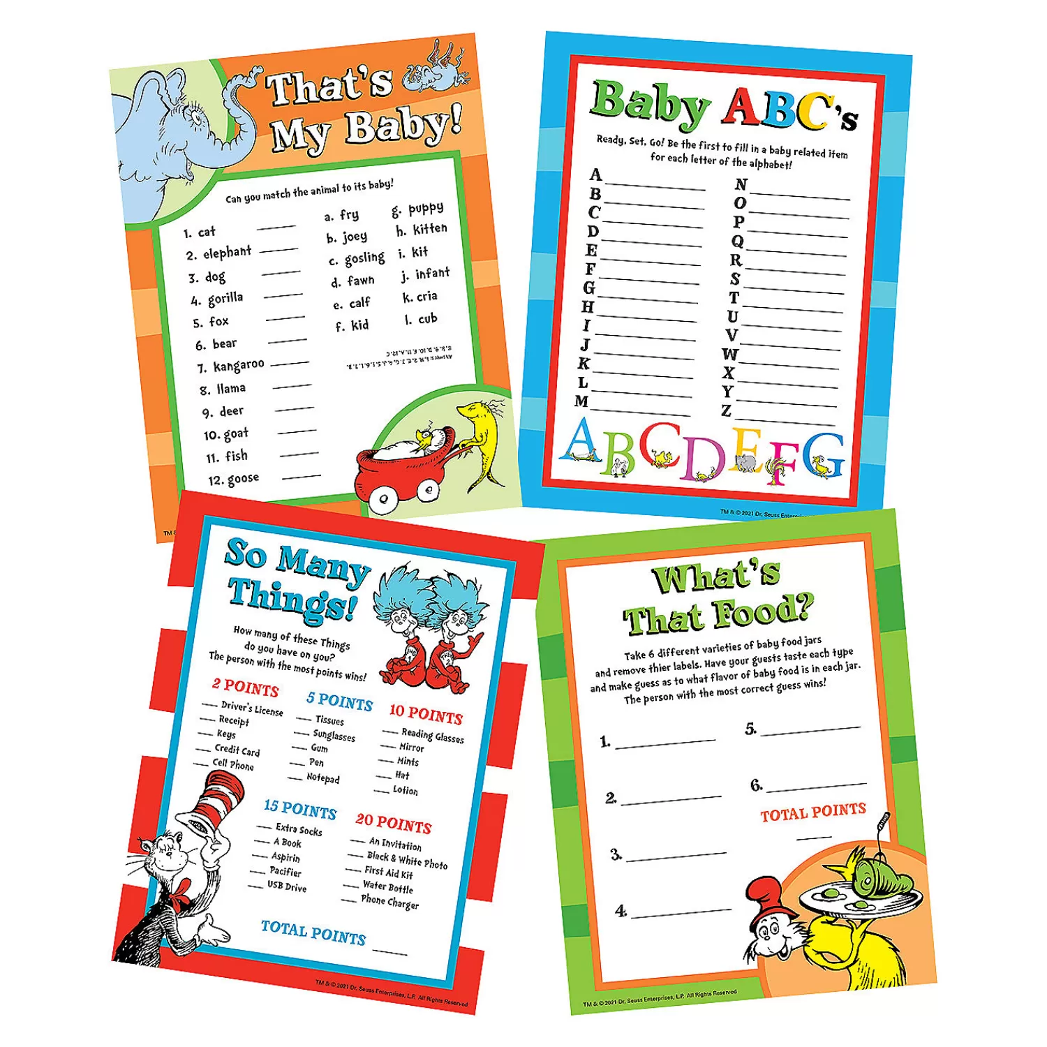 Oriental Trading Games*Dr. Seuss™ Baby Shower Games For 24