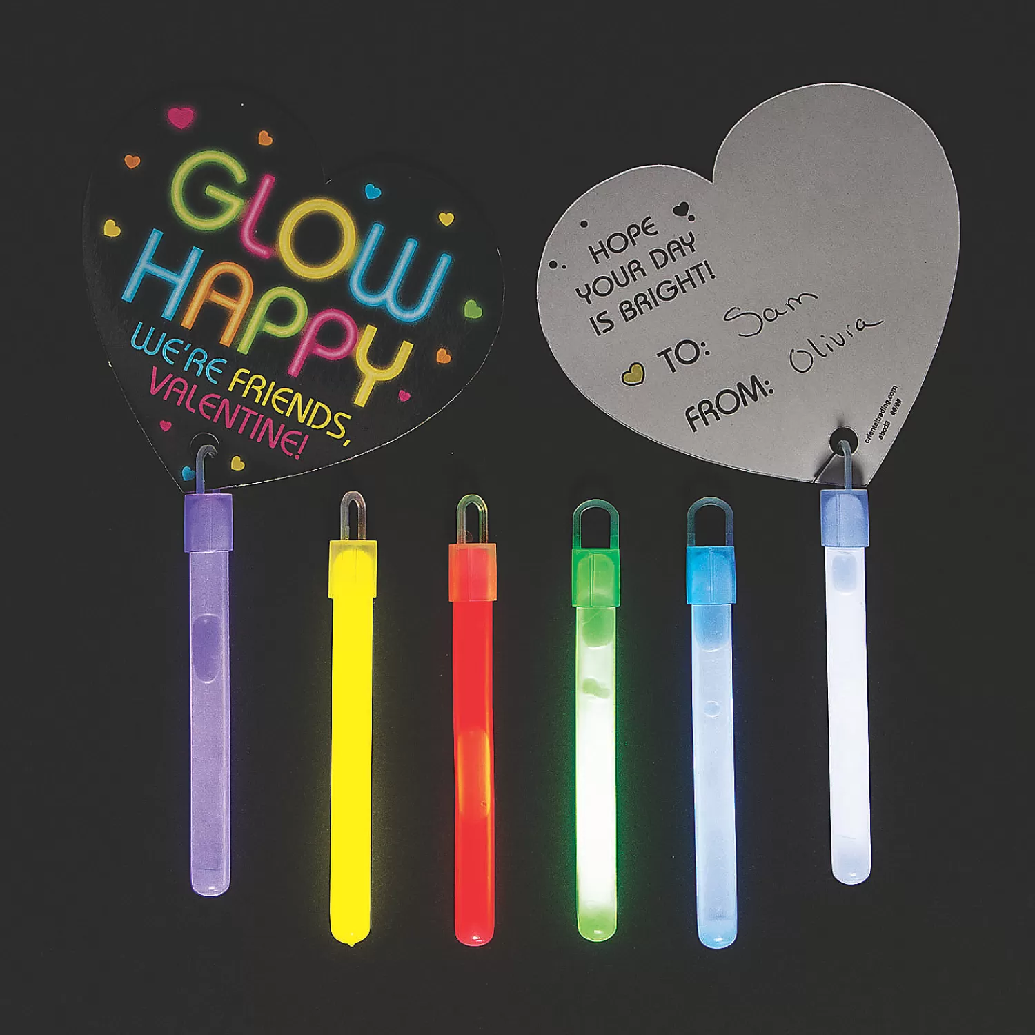 Oriental Trading Glow Sticks*Glow Stick Valentine Exchanges With Card For 12