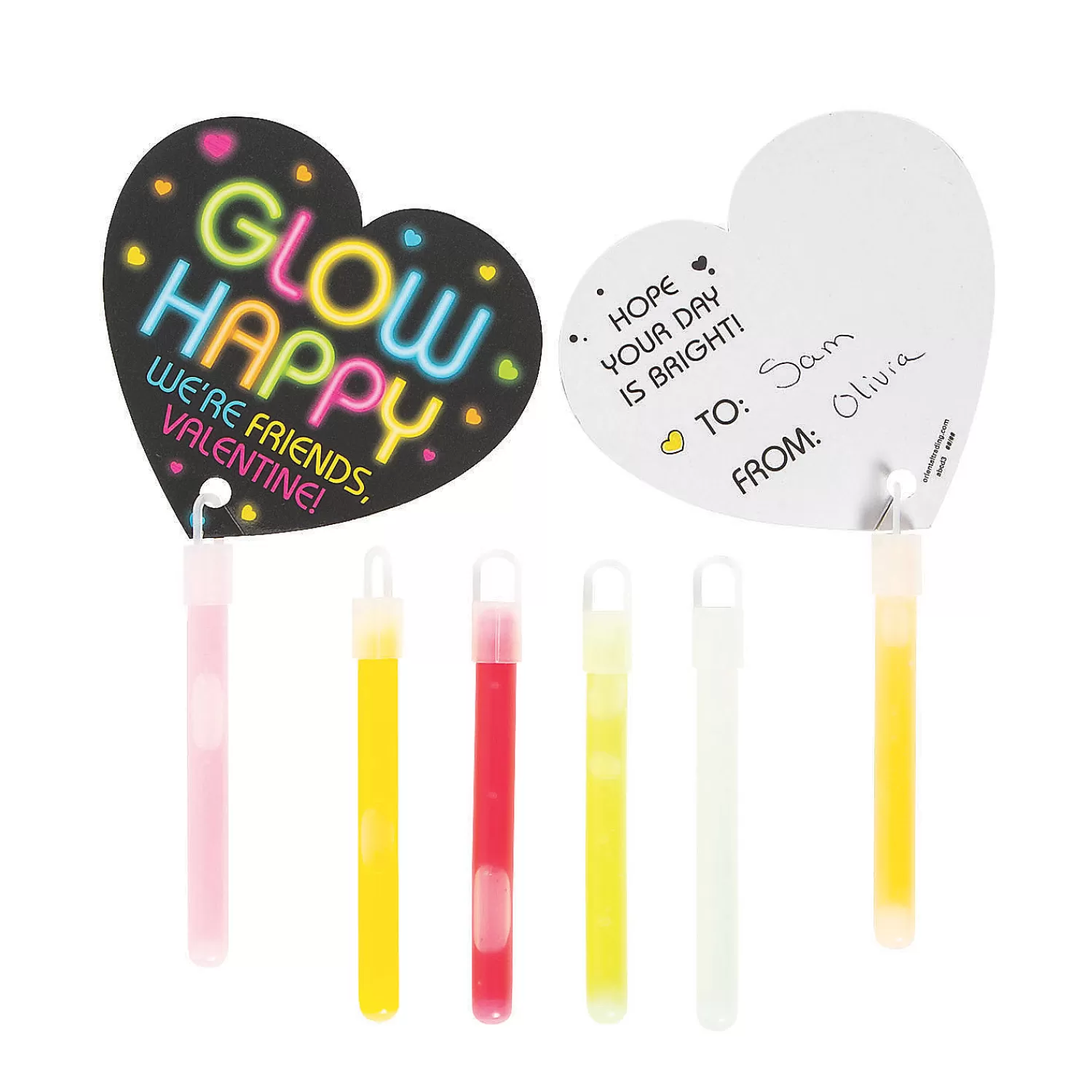 Oriental Trading Glow Sticks*Glow Stick Valentine Exchanges With Card For 12