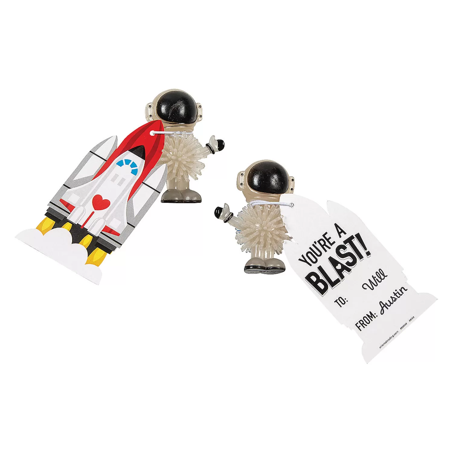 Oriental Trading Character Toys*Glow-In-The-Dark Astronaut Valentine Exchanges With Card For 12