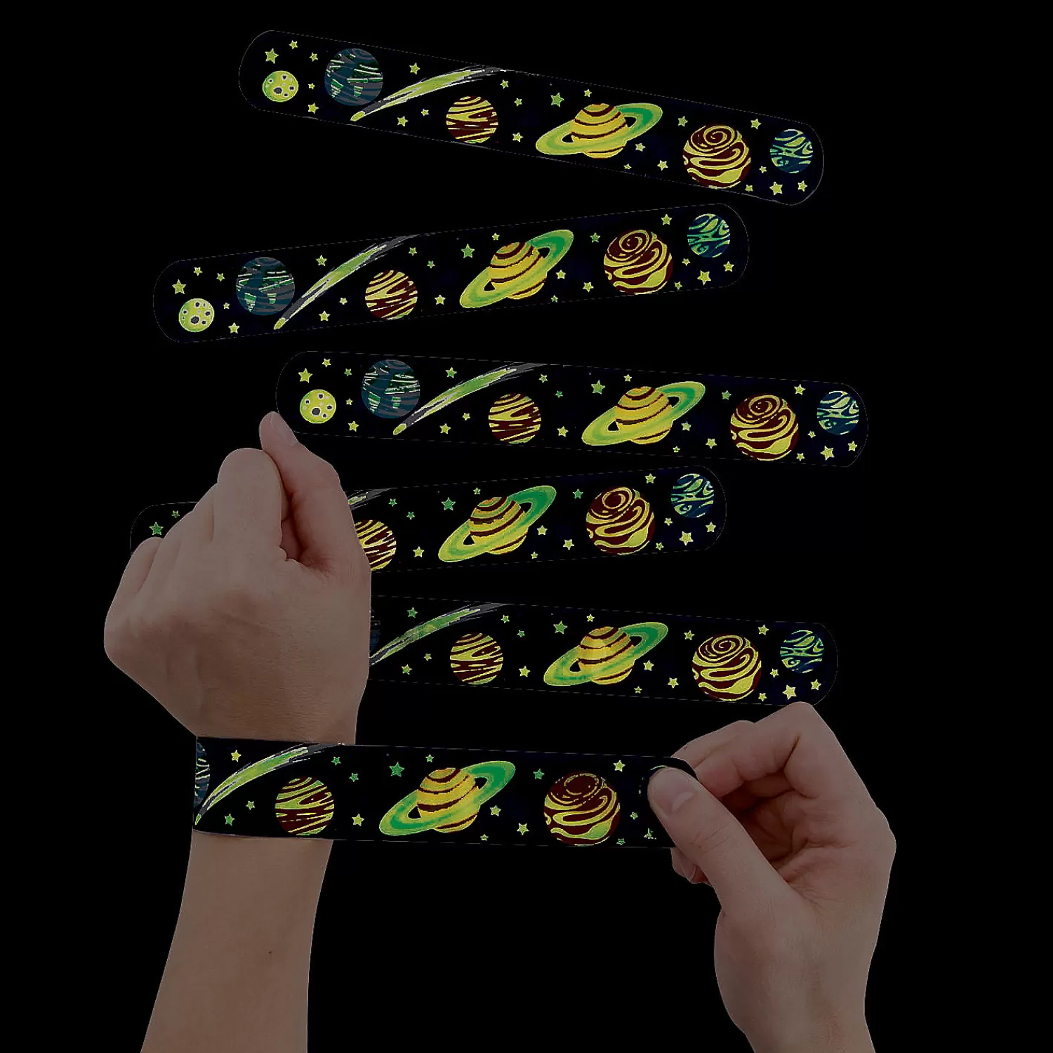 Oriental Trading Glow Jewelry*Glow-In-The-Dark Space Slap Bracelets - 12 Pc.