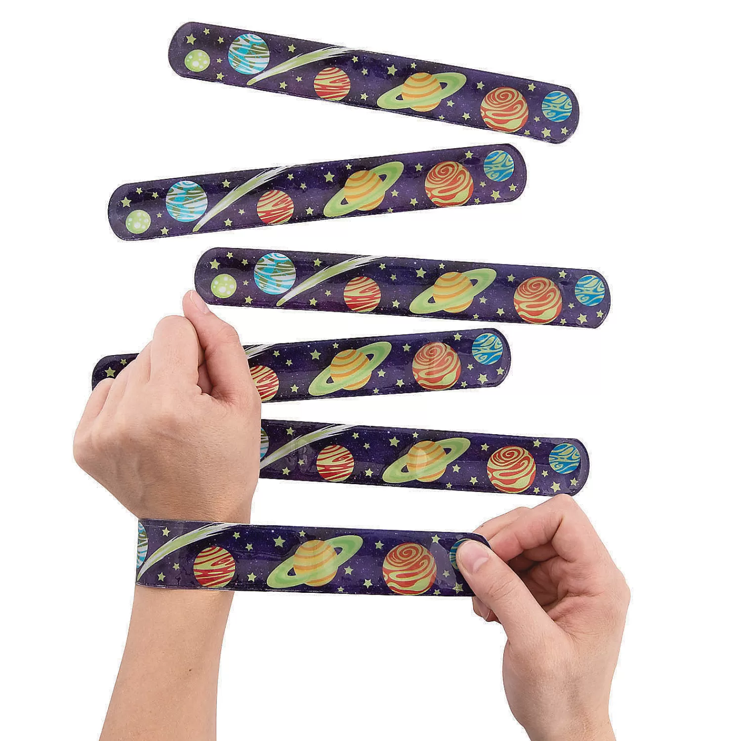 Oriental Trading Glow Jewelry*Glow-In-The-Dark Space Slap Bracelets - 12 Pc.