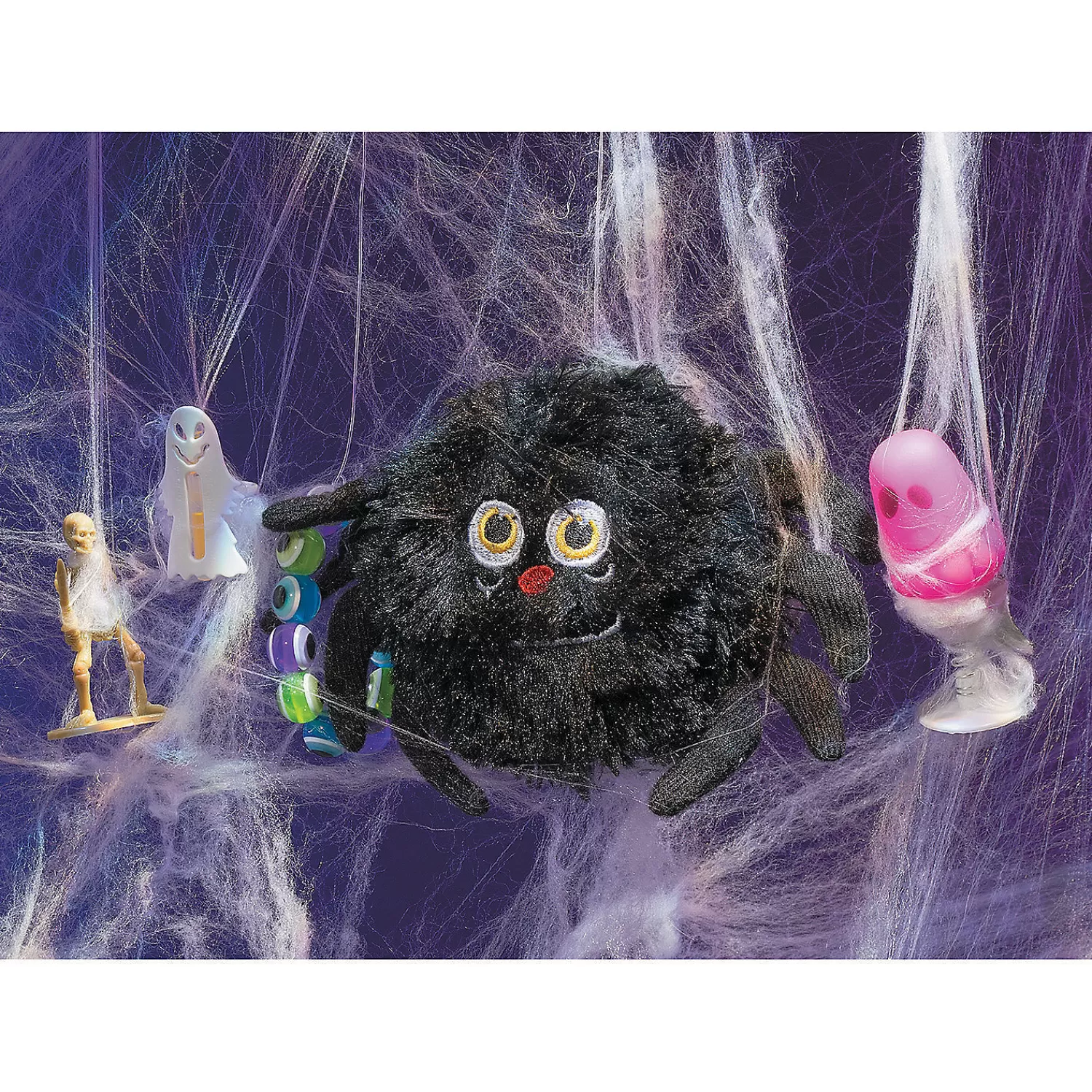 Oriental Trading Stuffed Animals & Plush Toys*Halloween Fuzzy Black Stuffed Spiders - 12 Pc.