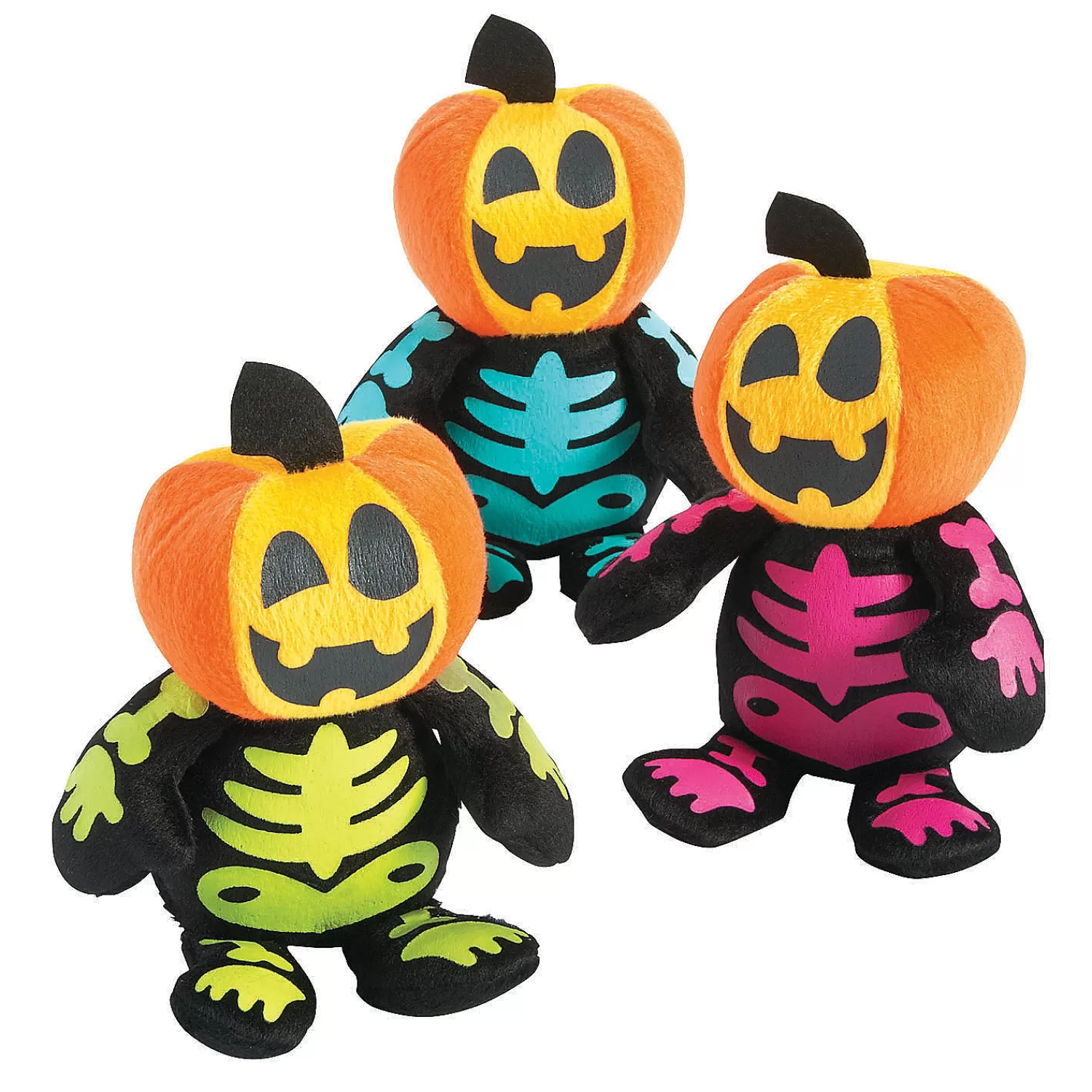 Oriental Trading Stuffed Animals & Plush Toys*Halloween Spookadelic Stuffed Skeletons With Jack-O'-Lantern Head - 12 Pc.