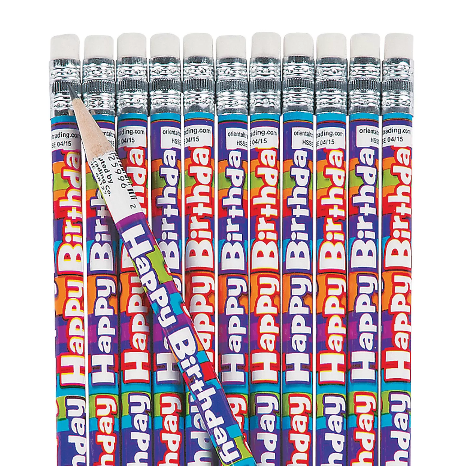 Oriental Trading Pencils*Happy Birthday Stripe Pencils - 24 Pc.