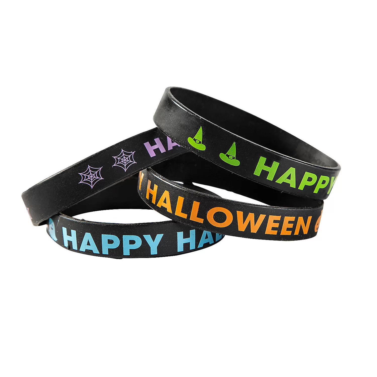 Oriental Trading Bracelets*Happy Halloween Black Silicone Bracelets - 24 Pc.