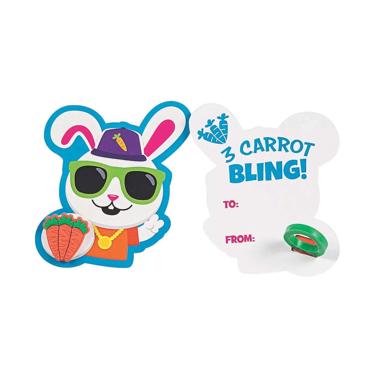 Oriental Trading Rings*Hip Hop Bunny Cards With Carrot Ring - 12 Pc.