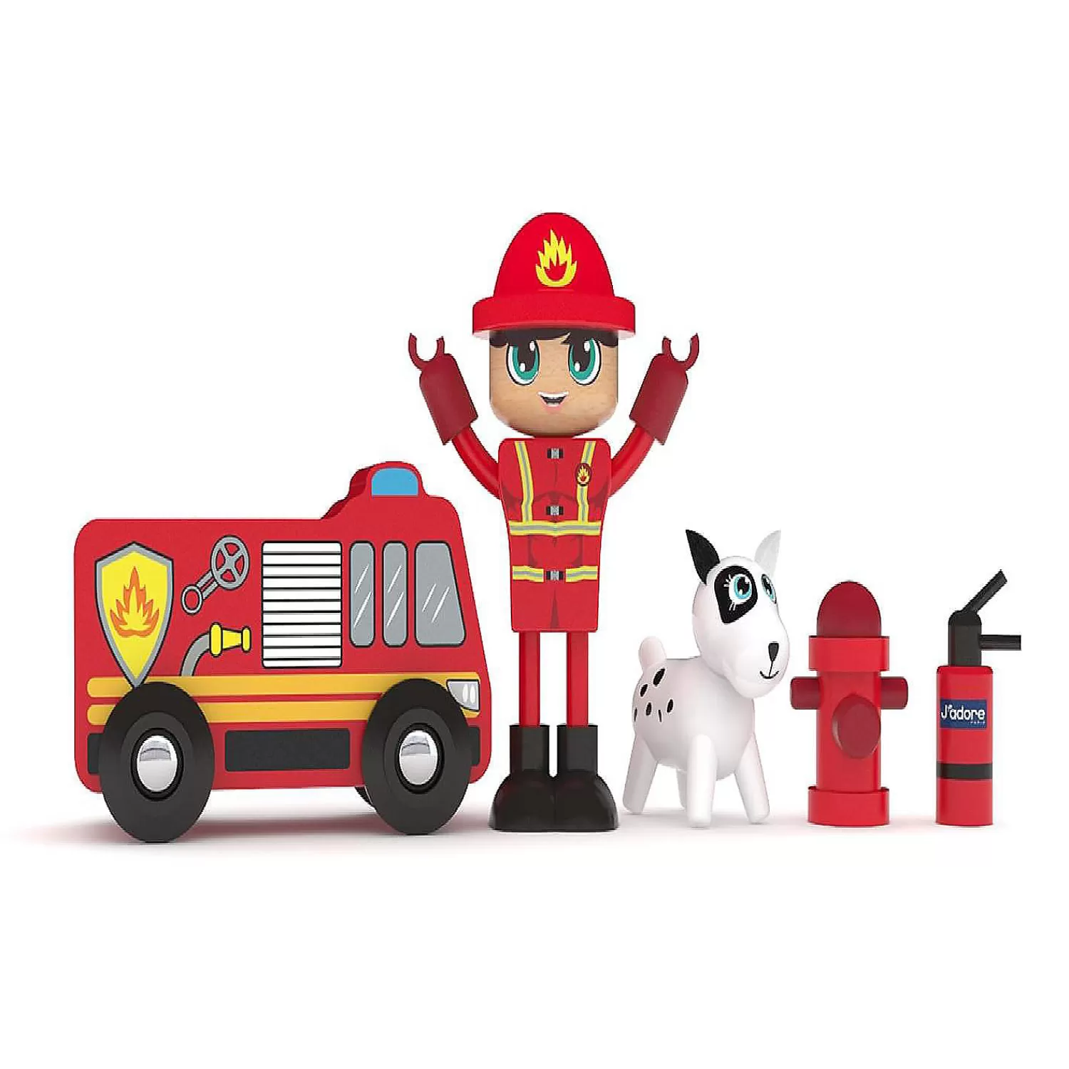 Oriental Trading Play Sets*J'Adore Firefighter Zac Natural Wooden Toy Playset