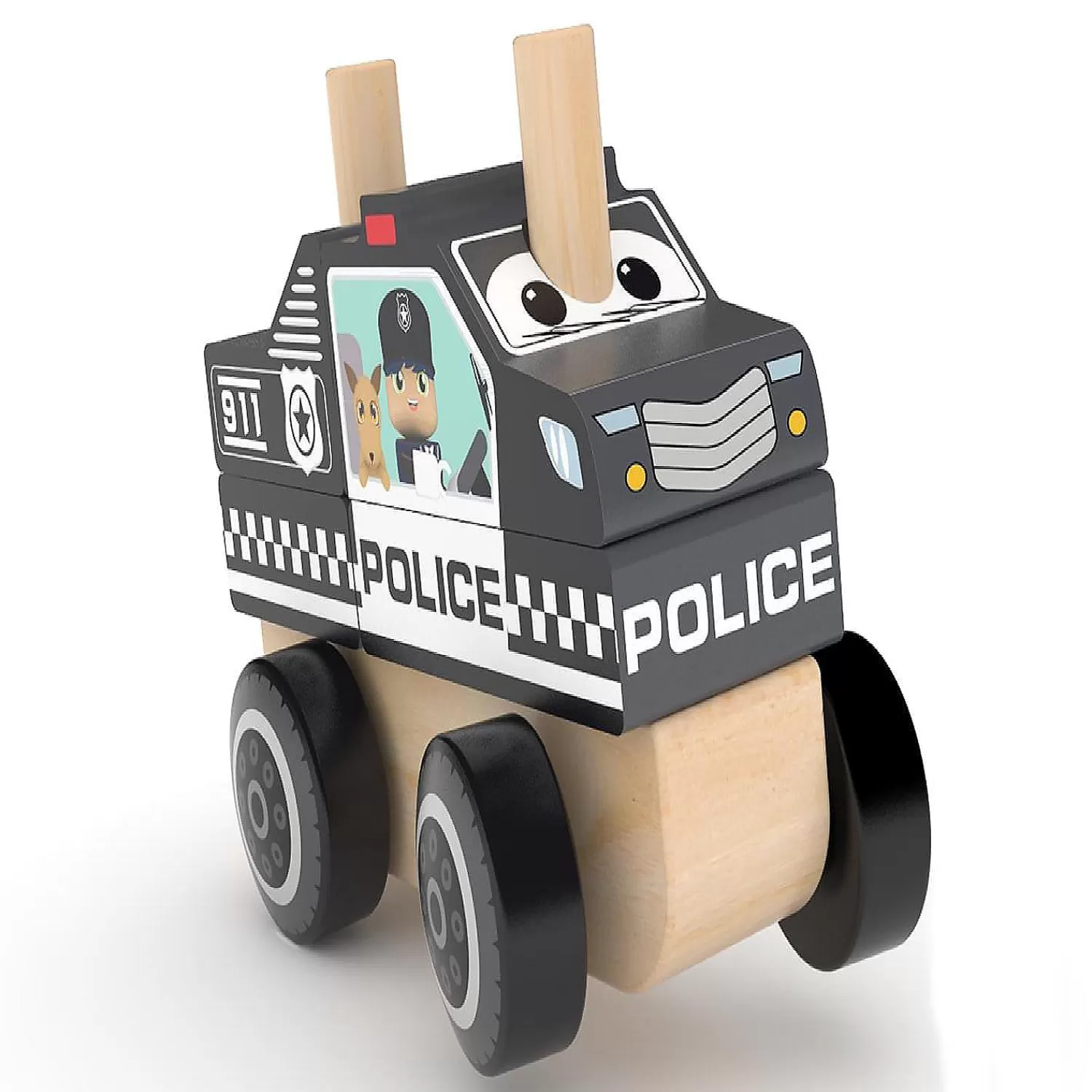 Oriental Trading Play Sets*J'Adore Police Car Wooden Stacking Toy