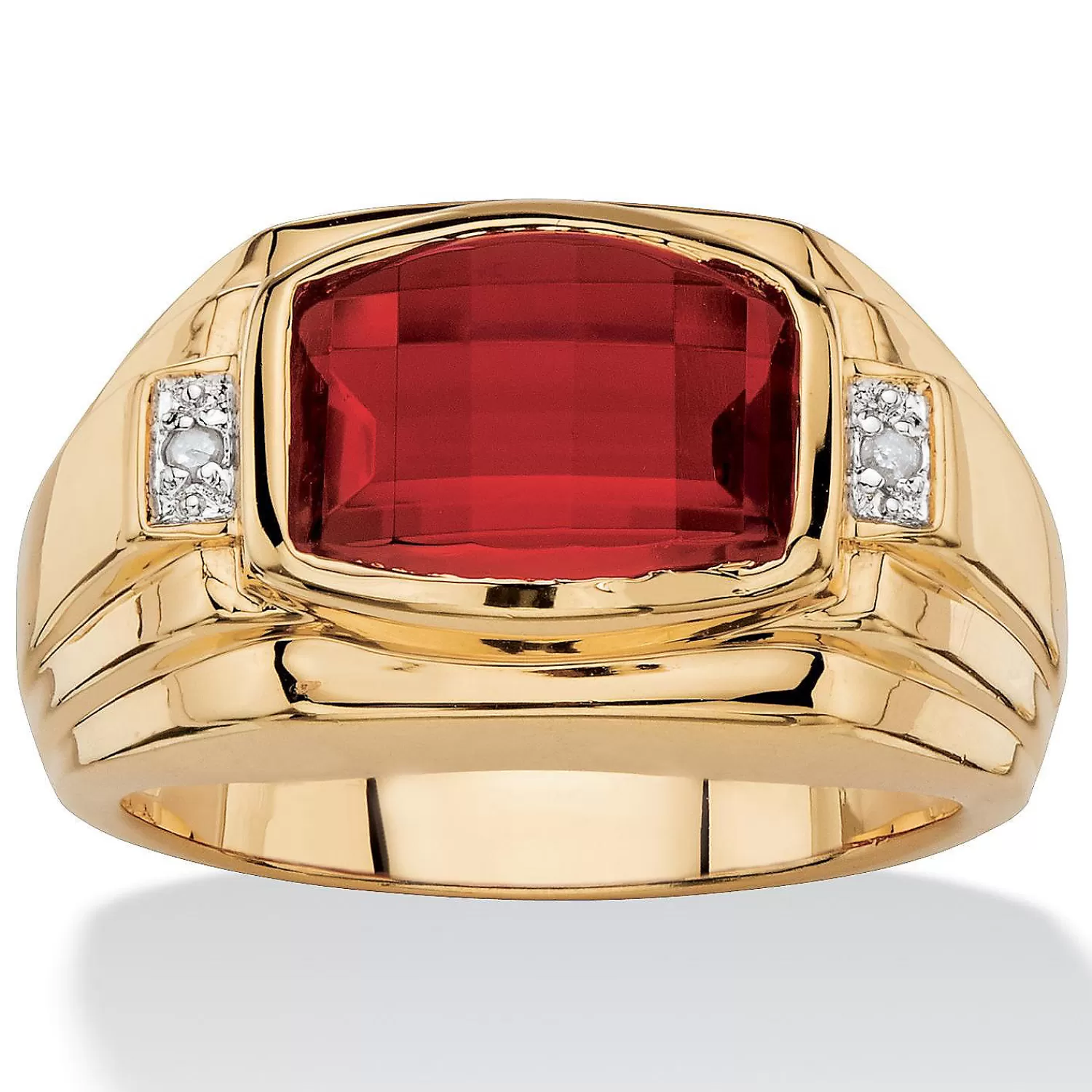 Oriental Trading Rings*Men's 2.77 Tcw Red Ruby Gold-Plated Ring