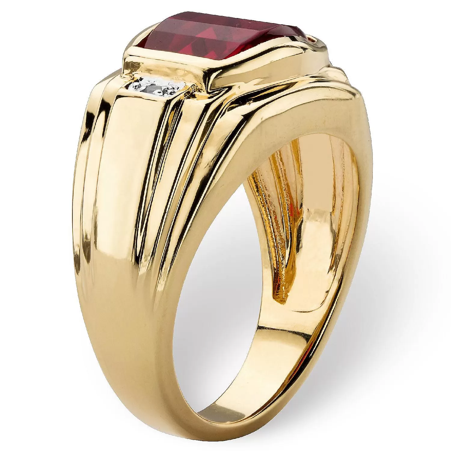 Oriental Trading Rings*Men's 2.77 Tcw Red Ruby Gold-Plated Ring