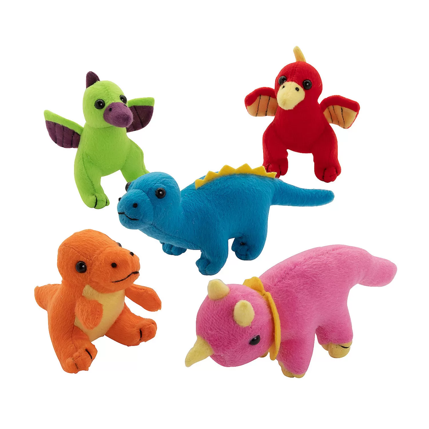 Oriental Trading Stuffed Animals & Plush Toys*Mini Neon Stuffed Dinosaurs - 12 Pc.