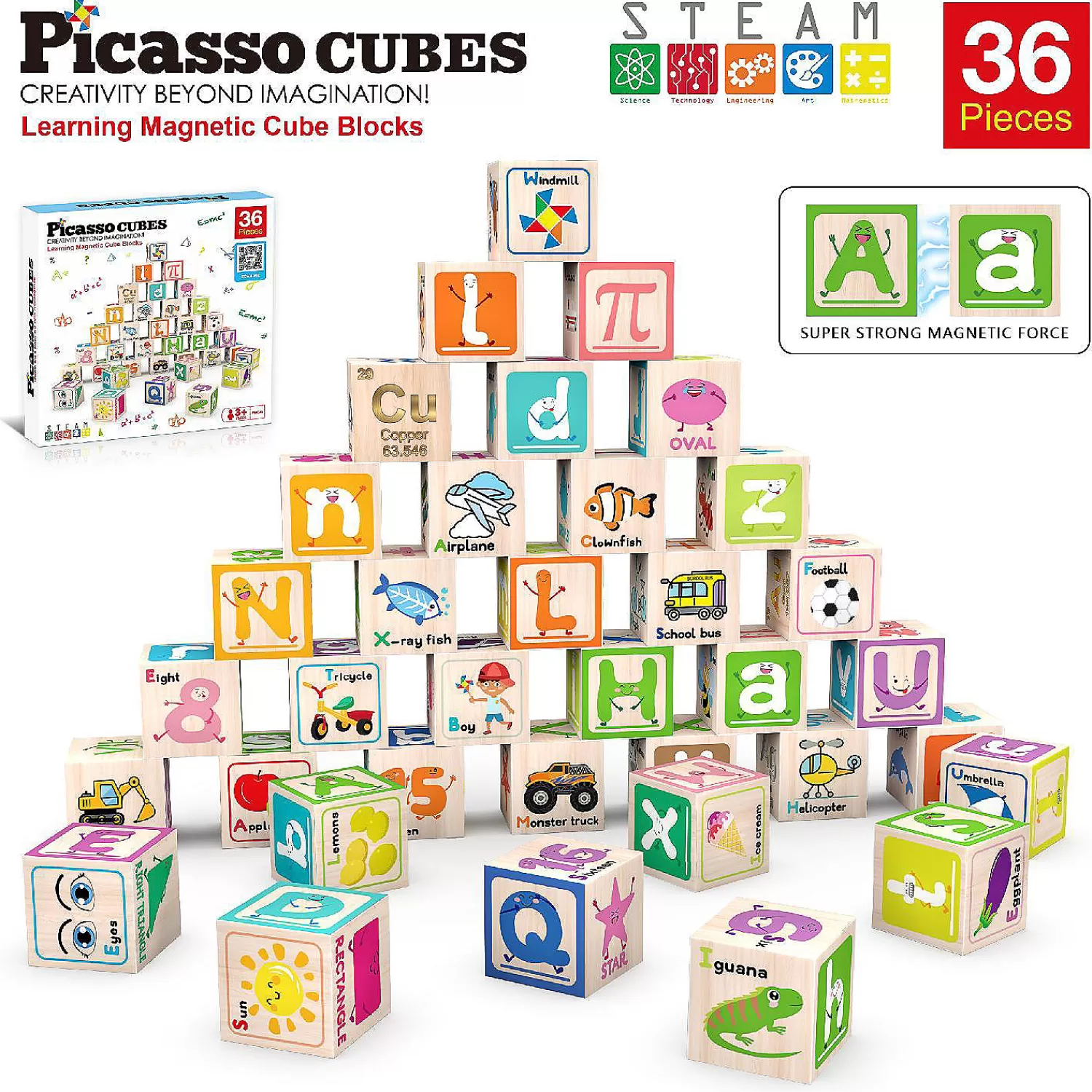 Oriental Trading Building Blocks*Picassotiles 36 Piece Letter & Alphabet Magnetic Cubes