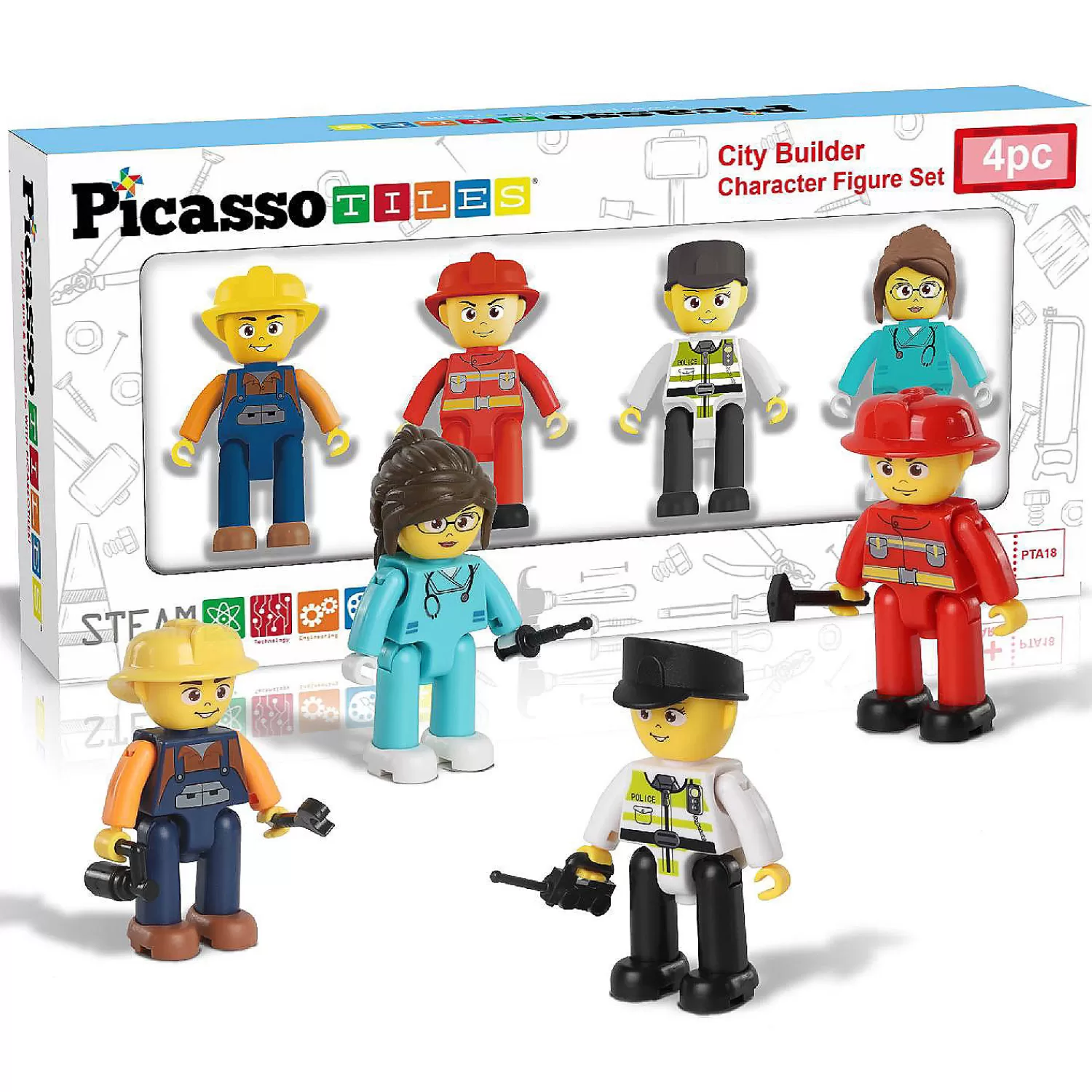 Oriental Trading Character Toys*Picassotiles 4 Piece City Builder Character Figure Set