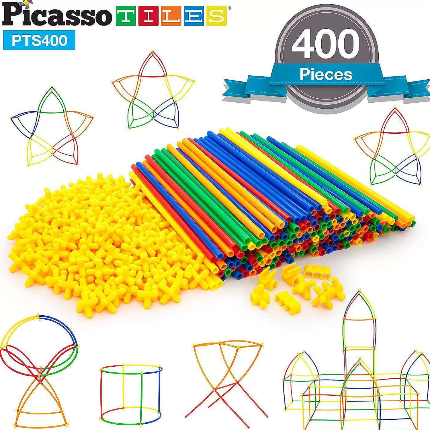 Oriental Trading Building Blocks*Picassotiles - 400Pc Straw Building Set Pts400