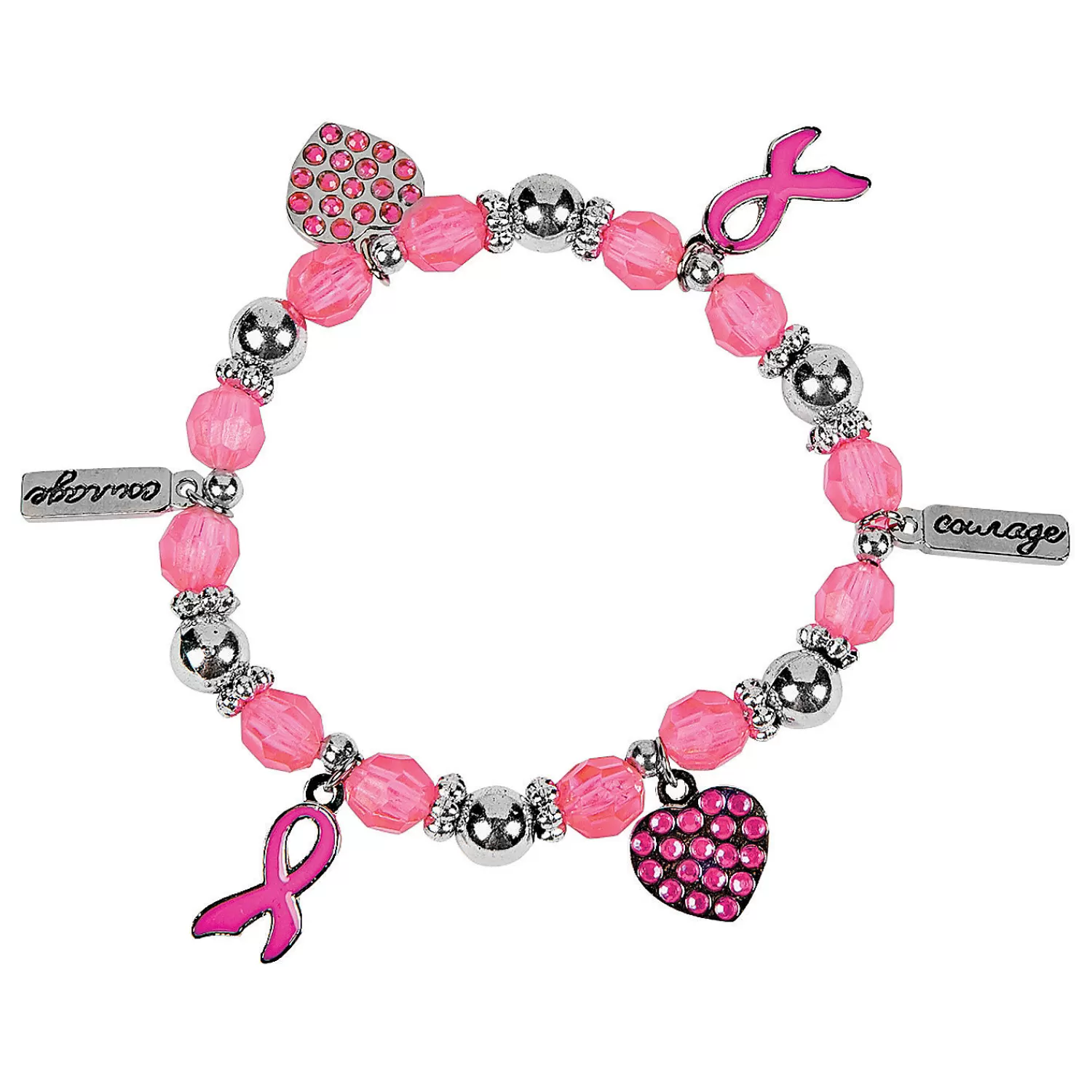 Oriental Trading Bracelets*Pink Ribbon Charm Bracelets - 12 Pc.