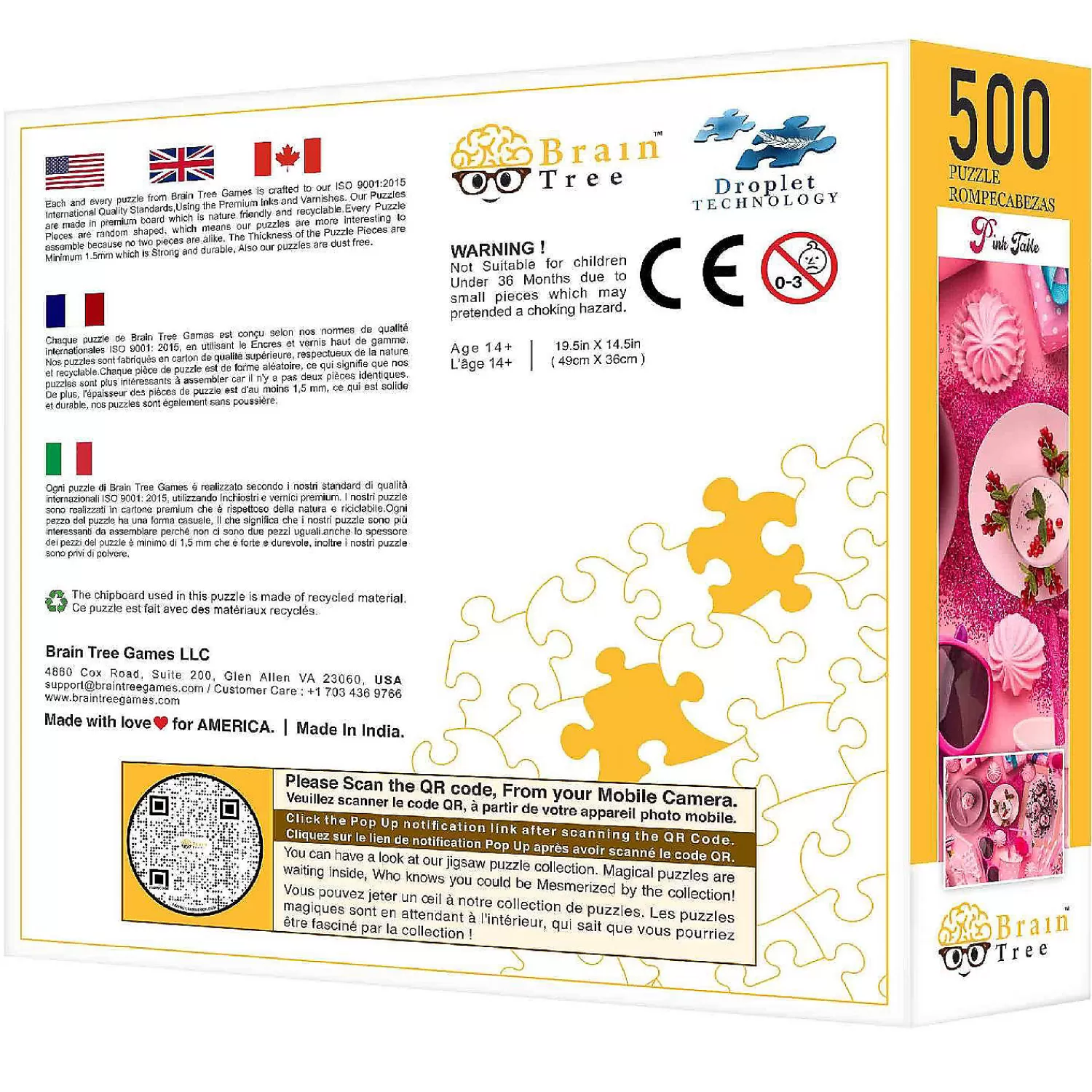 Oriental Trading Puzzles*Pink Table Jigsaw Unique Puzzles - Premium Quality - 500 Pieces