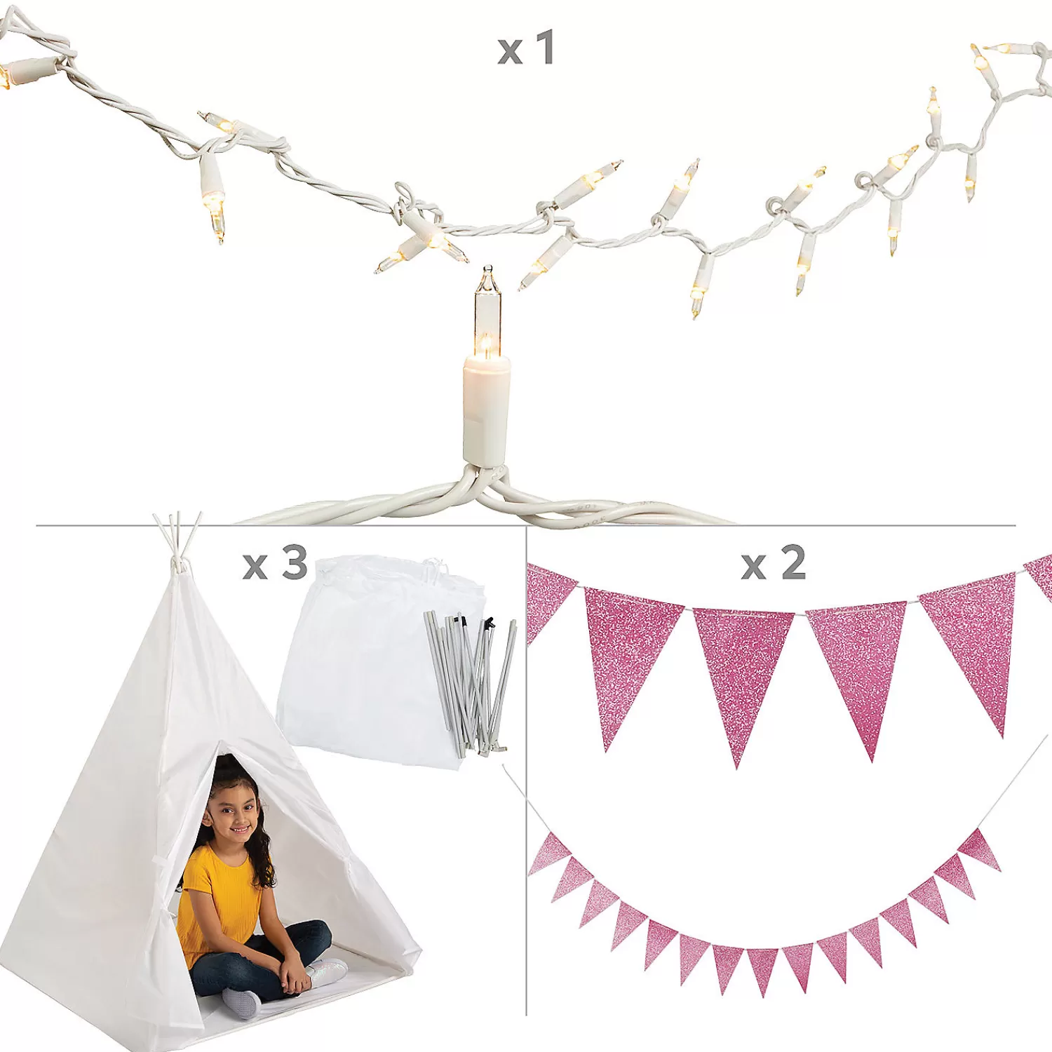 Oriental Trading Pretend Play*Pink Teepee Tent Kit Set Of 3