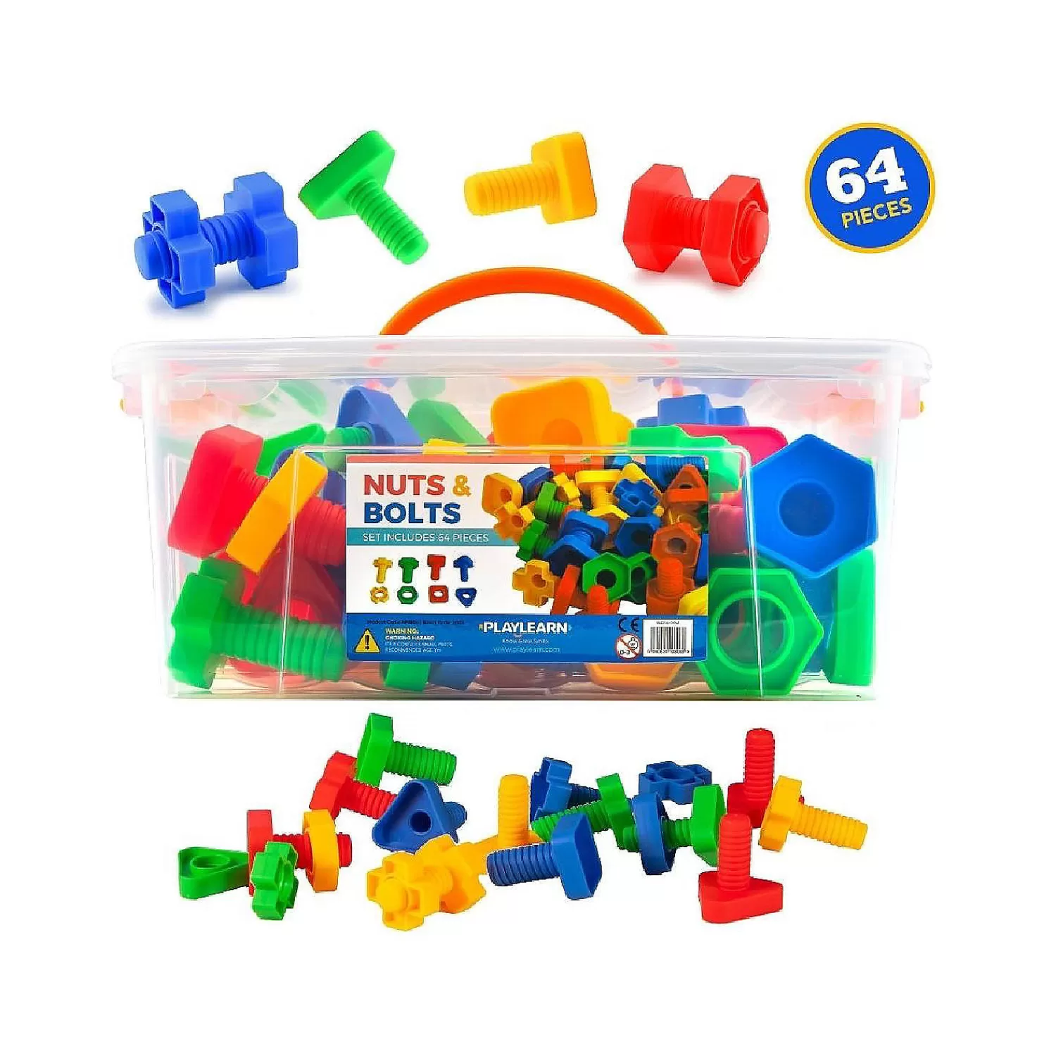 Oriental Trading Building Blocks*Playlearn Stem Play Nuts & Bolts Playset - 64 Piece