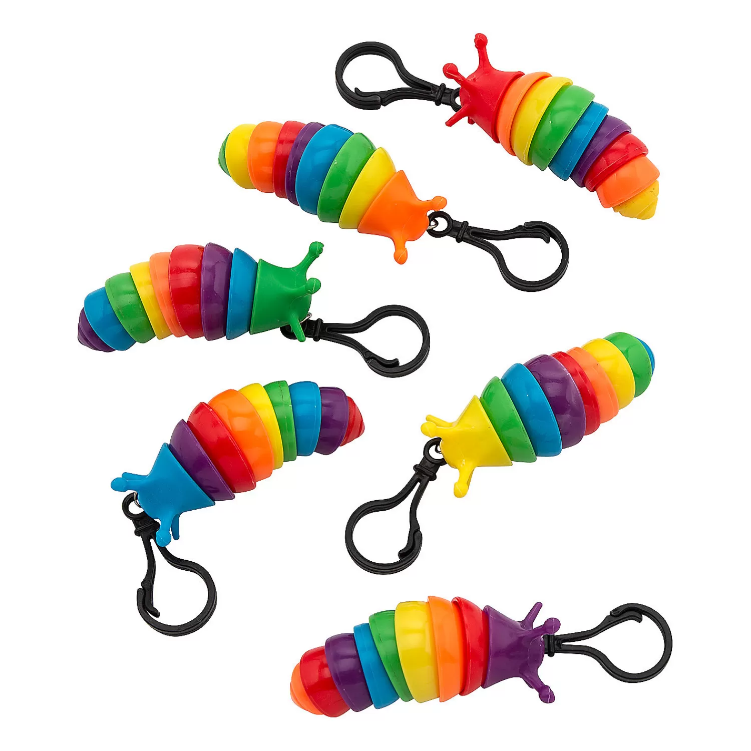 Oriental Trading Fidget Toys & Spinners*Rainbow Fidget Slug Backpack Clip Keychains - 24 Pc.