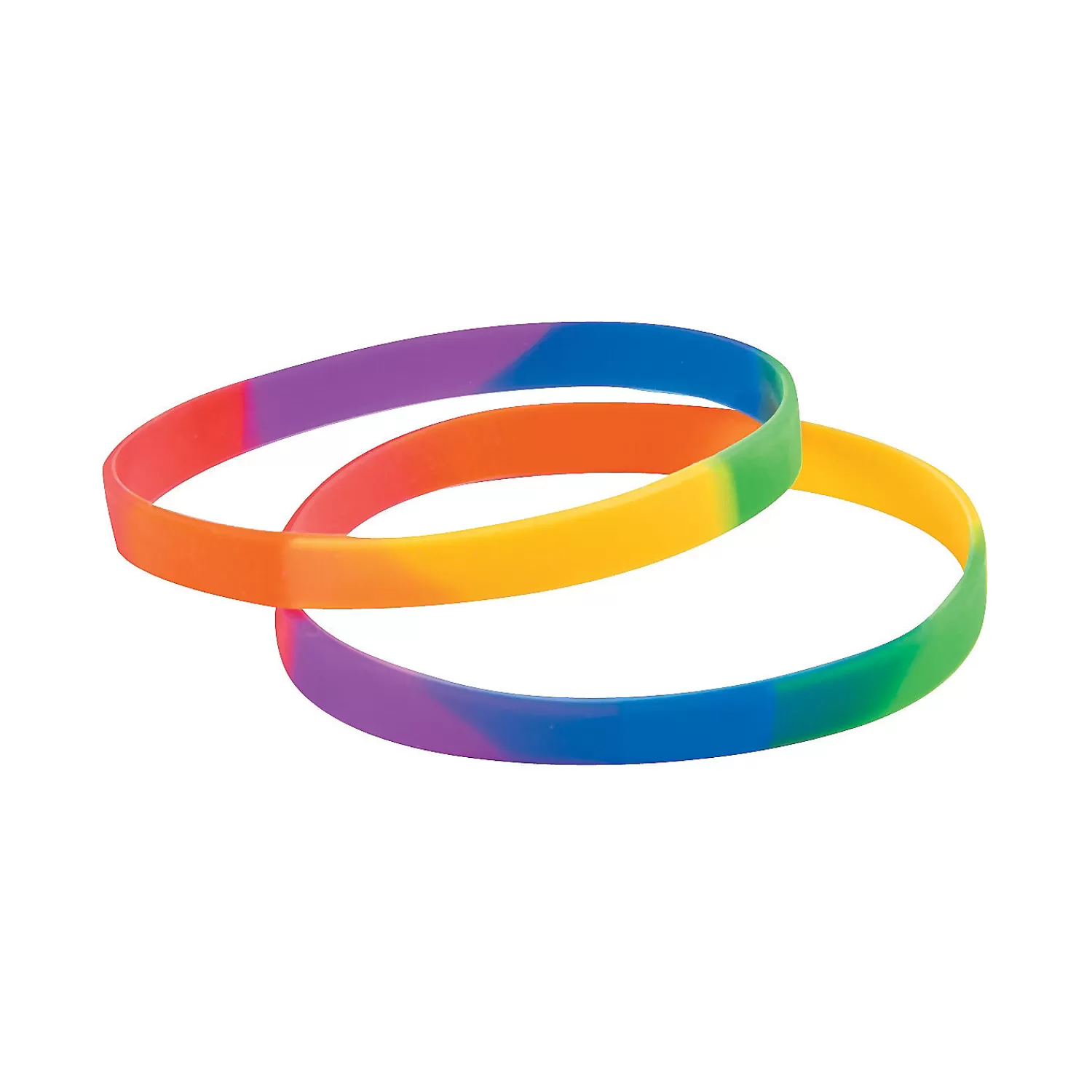 Oriental Trading Bracelets*Rainbow Thin Band Silicone Bracelets - 24 Pc.