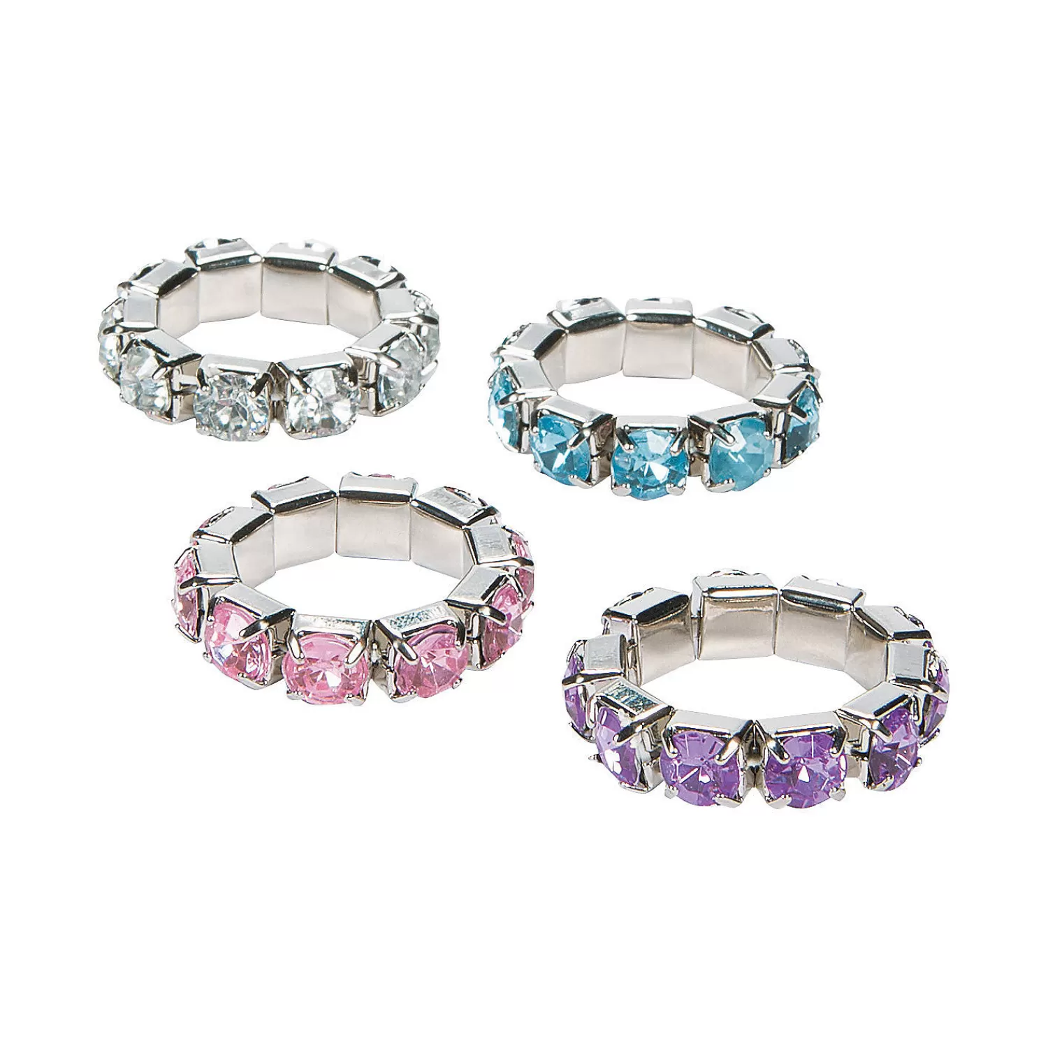 Oriental Trading Rings*Rhinestone Stretchy Rings - 24 Pc.