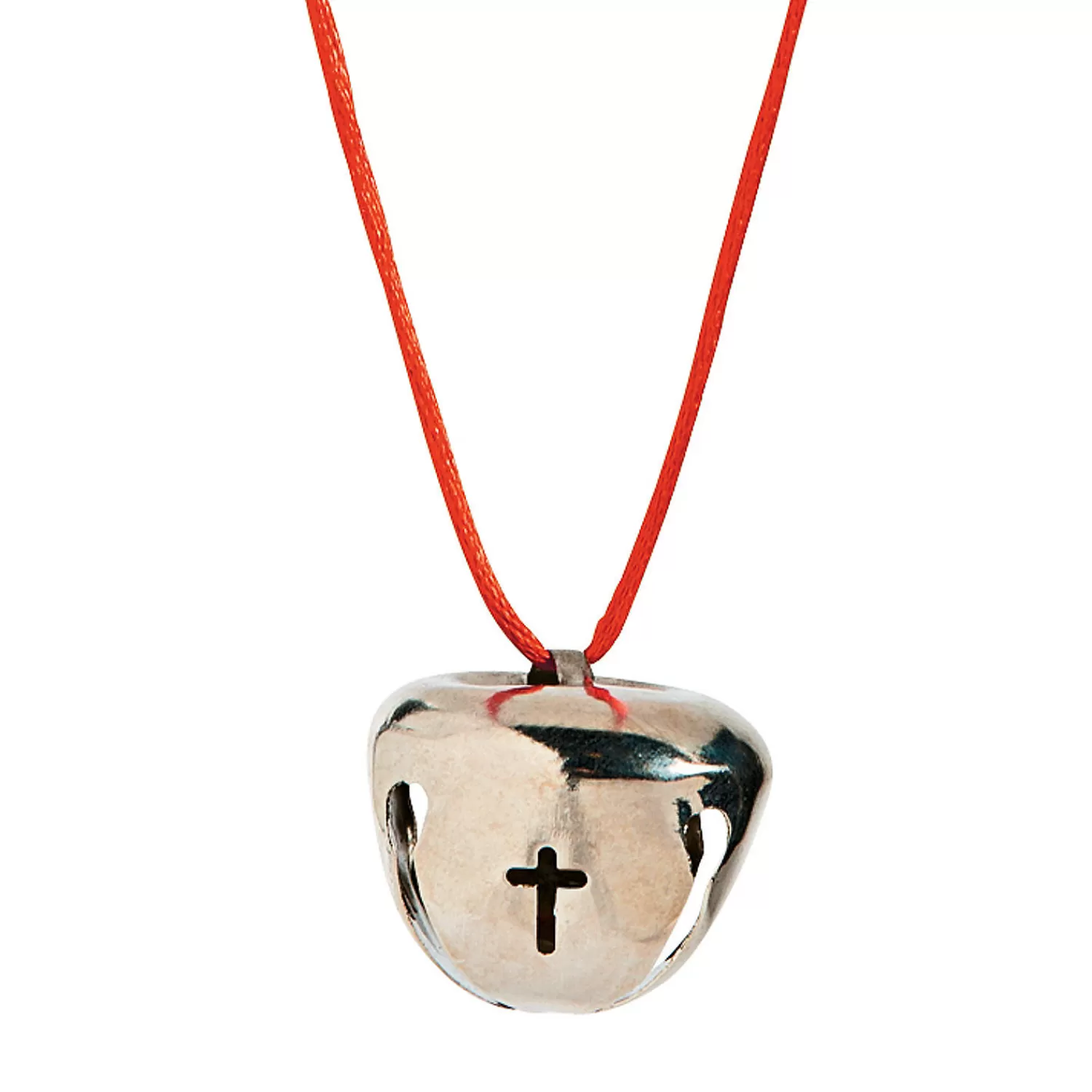 Oriental Trading Necklaces*Silvertone Jingle Bells With Cross Cutout Necklaces - 12 Pc.