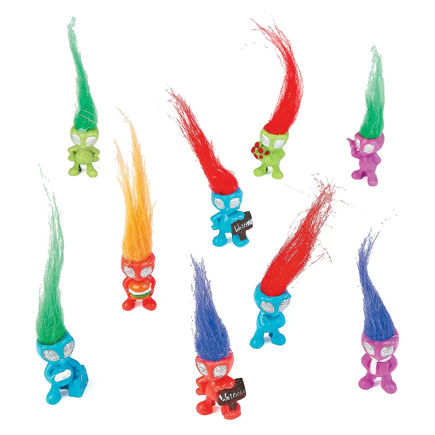 Oriental Trading Character Toys*Space Aliens With Hair - 12 Pc.