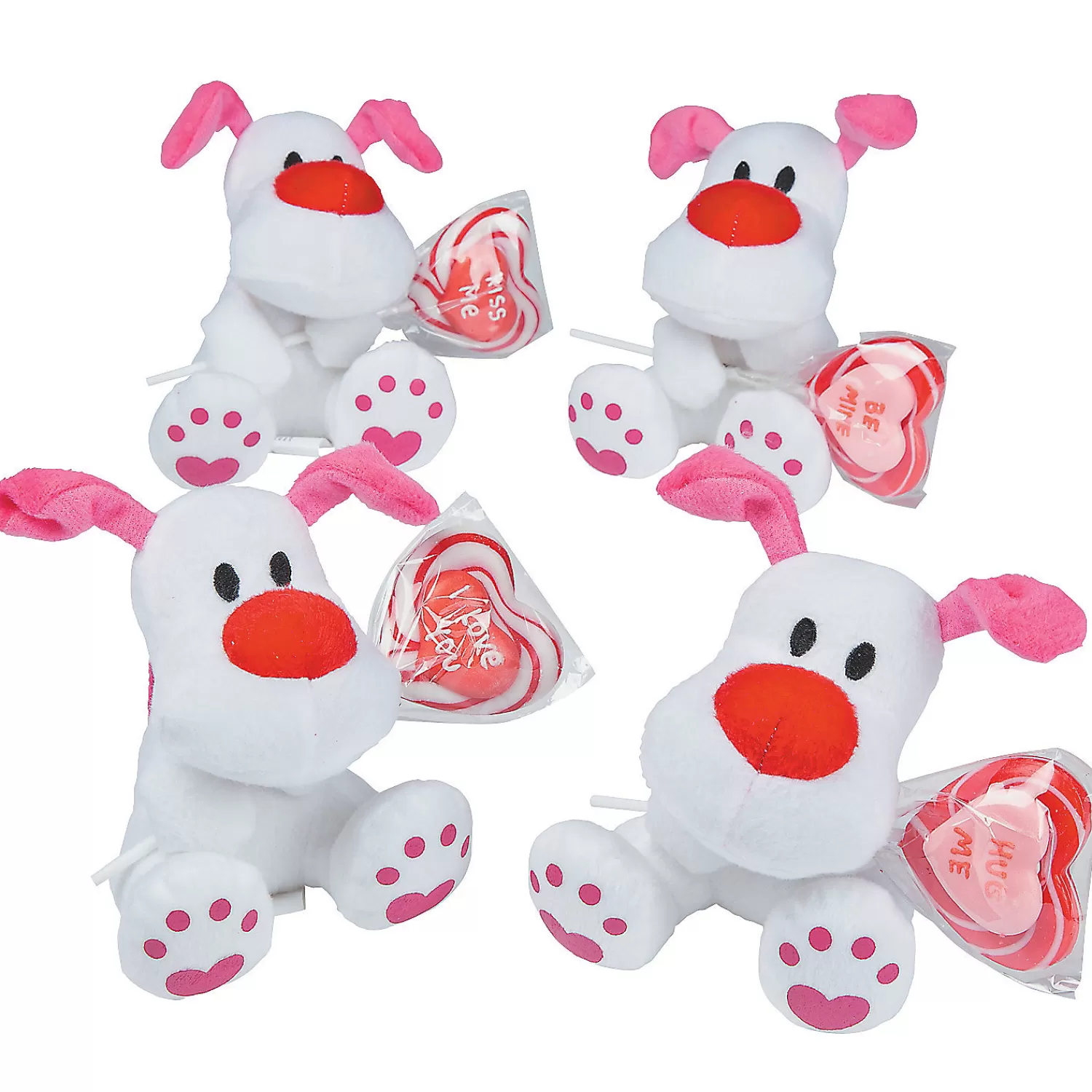 Oriental Trading Stuffed Animals & Plush Toys*Stuffed Dog With Lollipop Valentine Exchanges For 12