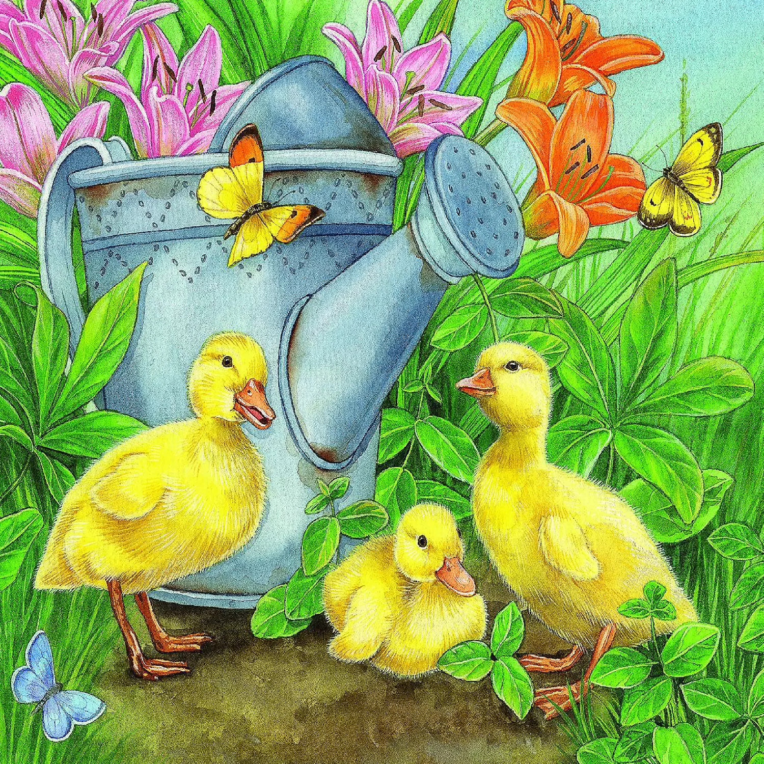 Oriental Trading Puzzles*Sunsout Ducklings And Butterflies 300 Pc Jigsaw Puzzle