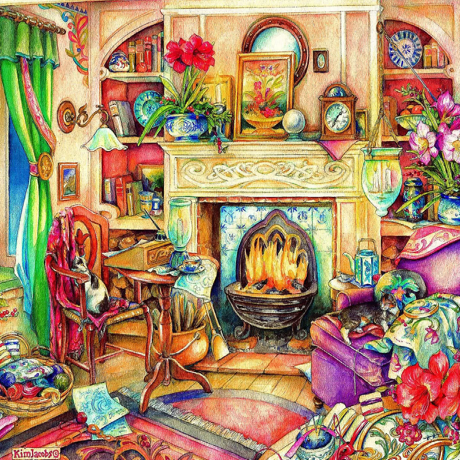 Oriental Trading Puzzles*Sunsout Fireside Embroidery 1000 Pc Large Pieces Jigsaw Puzzle