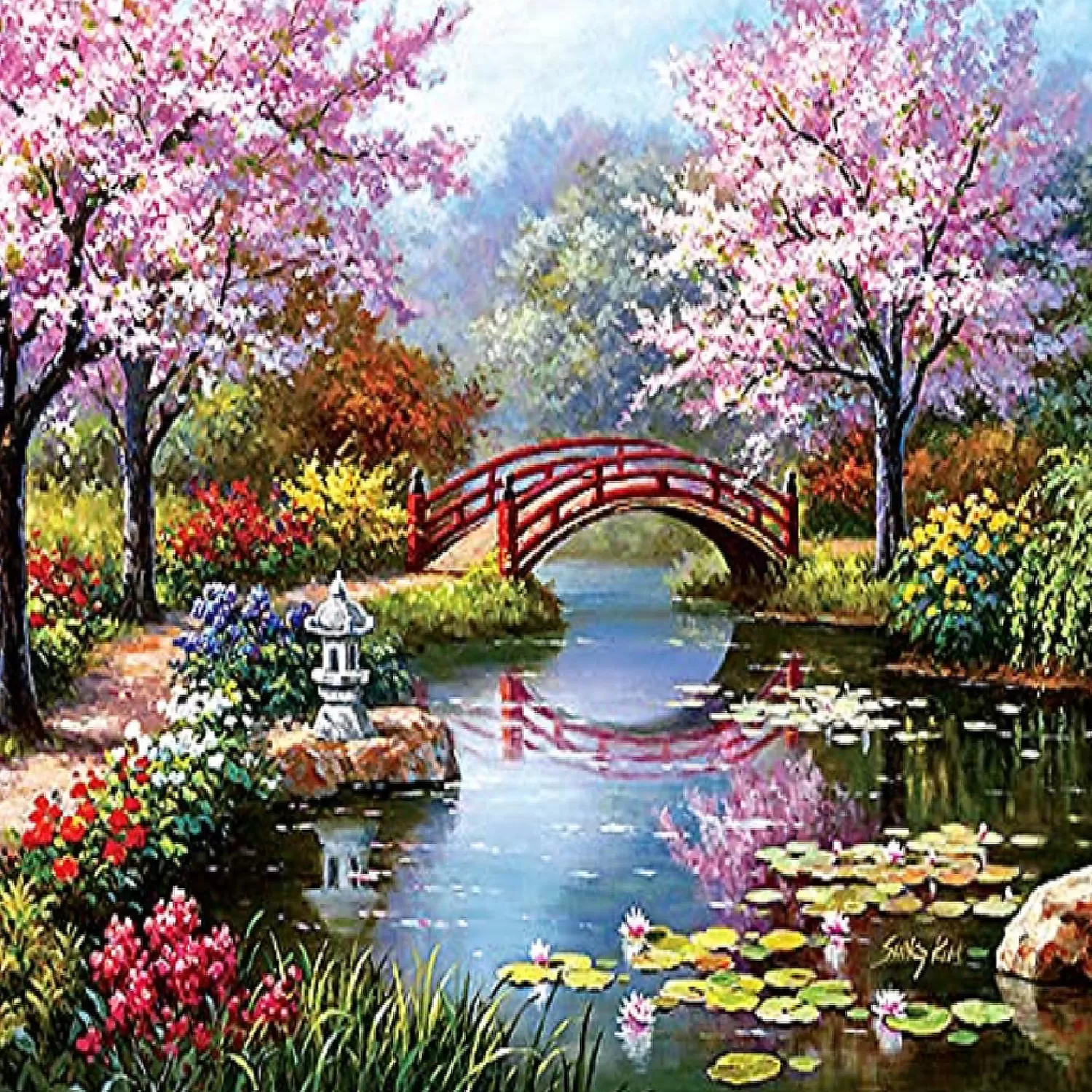 Oriental Trading Puzzles*Sunsout Japanese Garden In Bloom 1000 Pc Jigsaw Puzzle