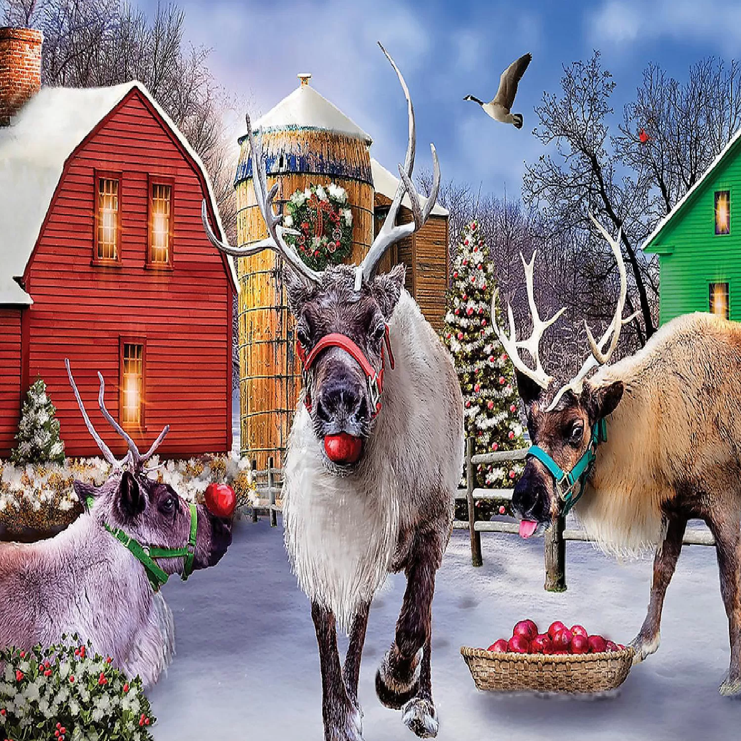 Oriental Trading Puzzles*Sunsout Reindeer Farm 1000 Pc Jigsaw Puzzle