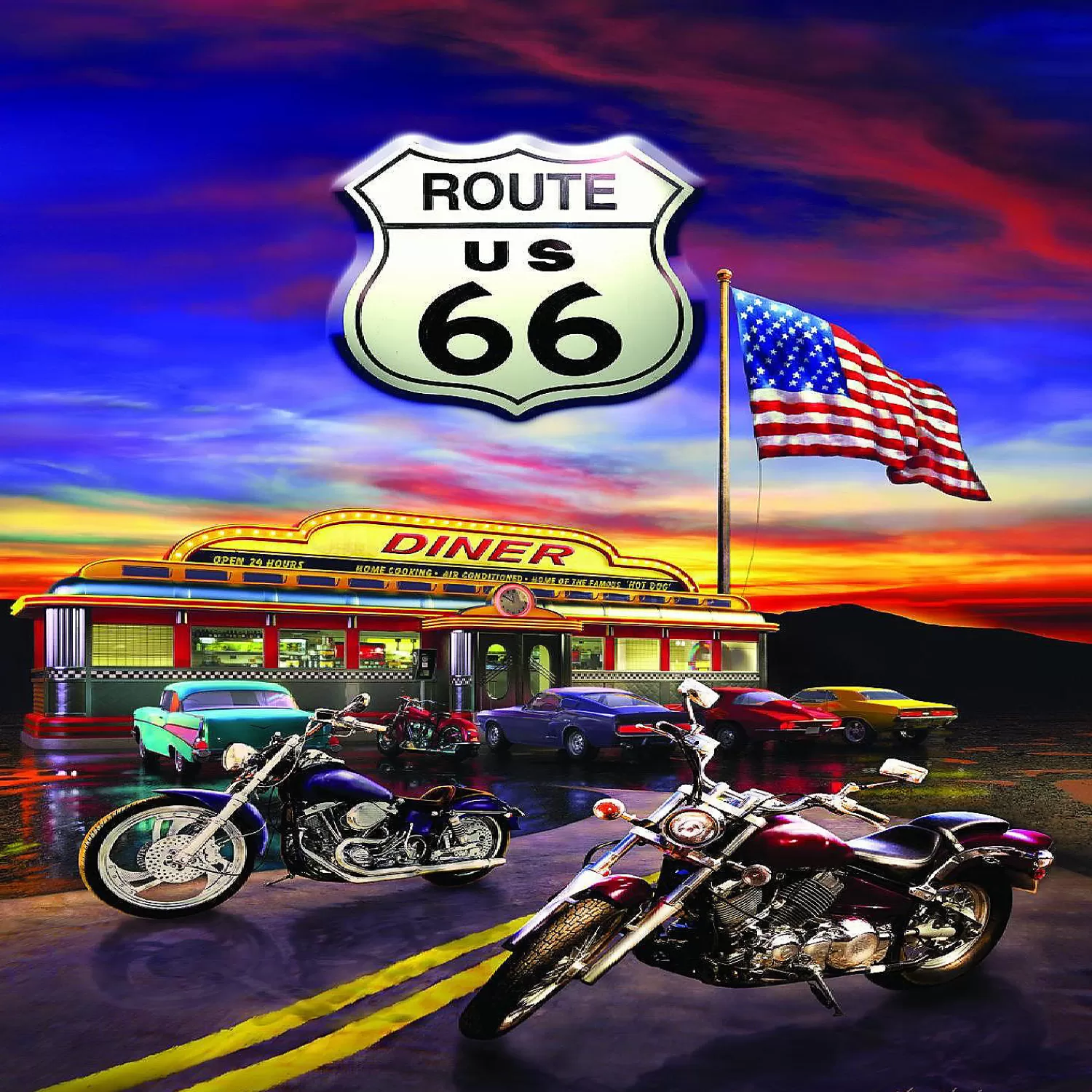 Oriental Trading Puzzles*Sunsout Route 66 Diner 1000 Pc Jigsaw Puzzle