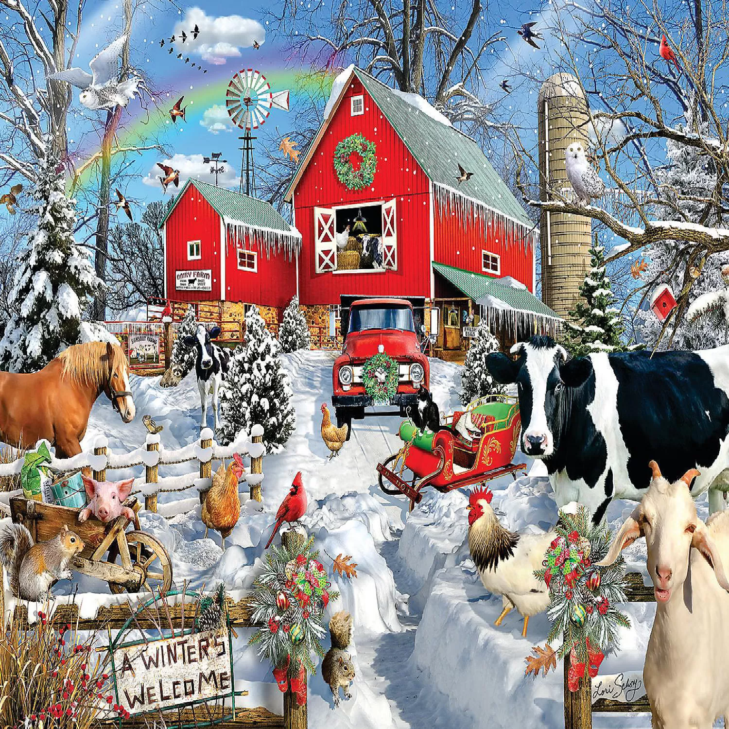 Oriental Trading Puzzles*Sunsout Winter Barn 300 Pc Jigsaw Puzzle