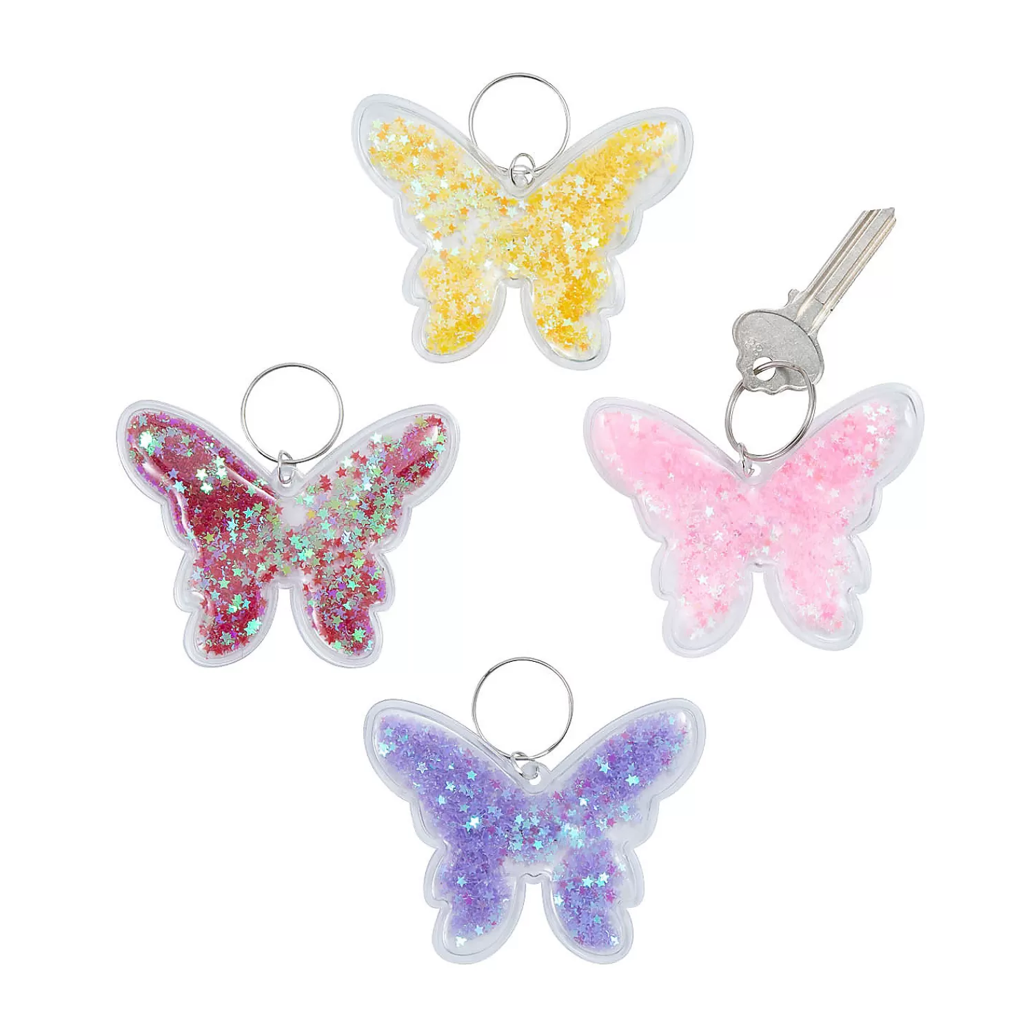 Oriental Trading Fidget Toys & Spinners*Transparent Confetti Butterfly Keychains - 12 Pc.