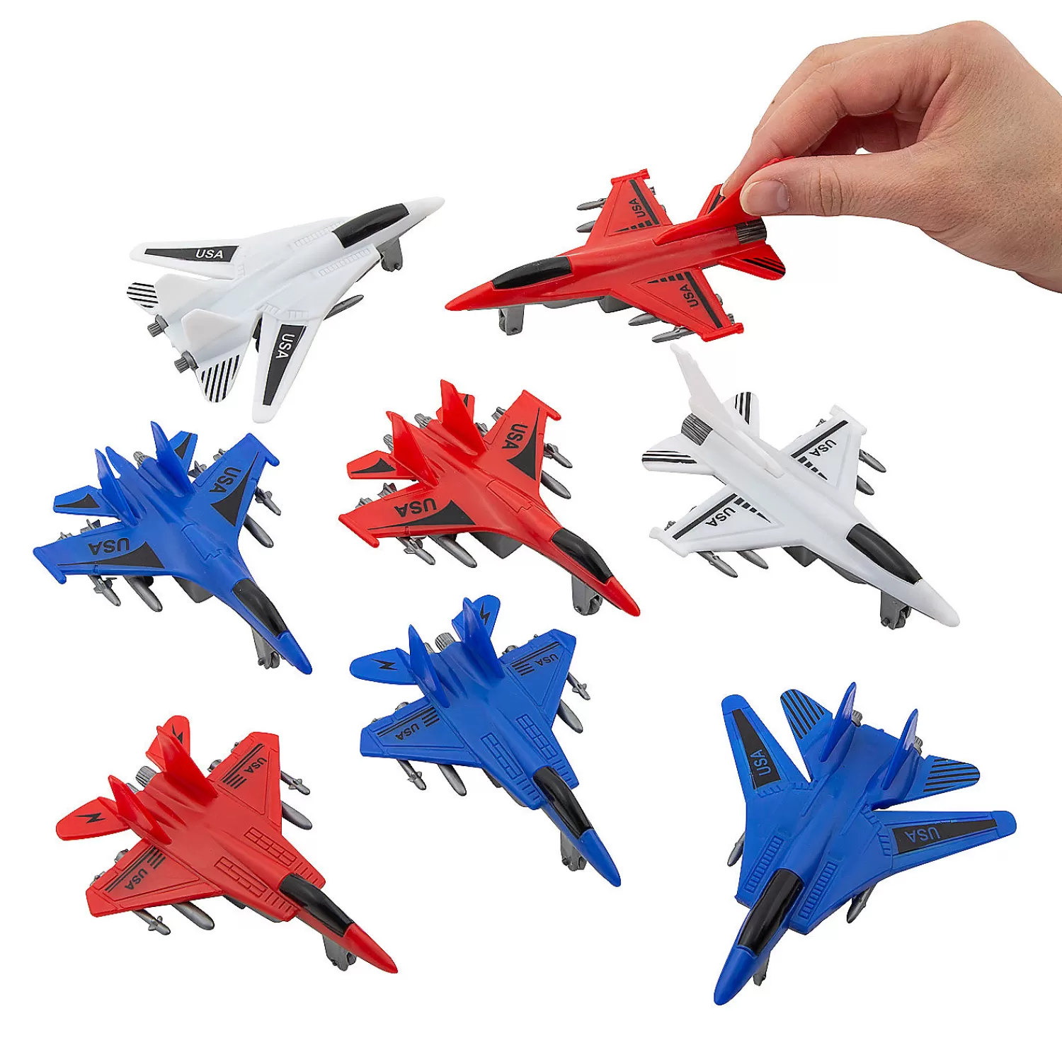 Oriental Trading Toy Cars*Usa Pull-Back Fighter Jets - 12 Pc.