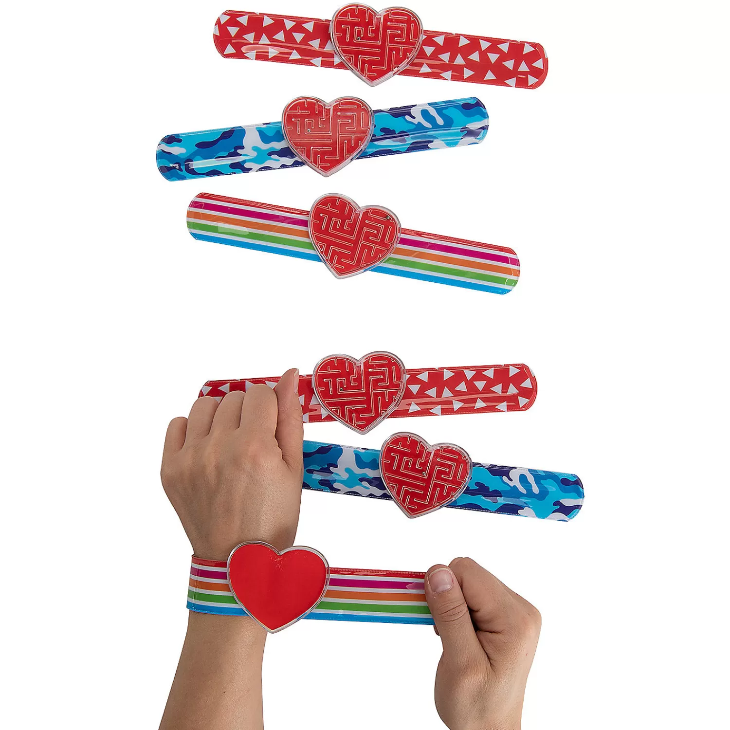 Oriental Trading Fidget Toys & Spinners*Valentine Slap Bracelets With Maze Puzzle - 12 Pc.