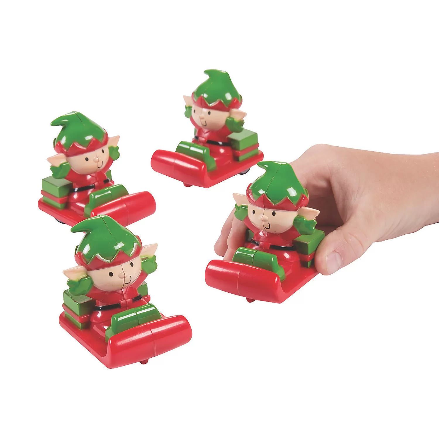 Oriental Trading Toy Cars*Whimsical Christmas Elf Pull-Back Sleighs - 12 Pc.