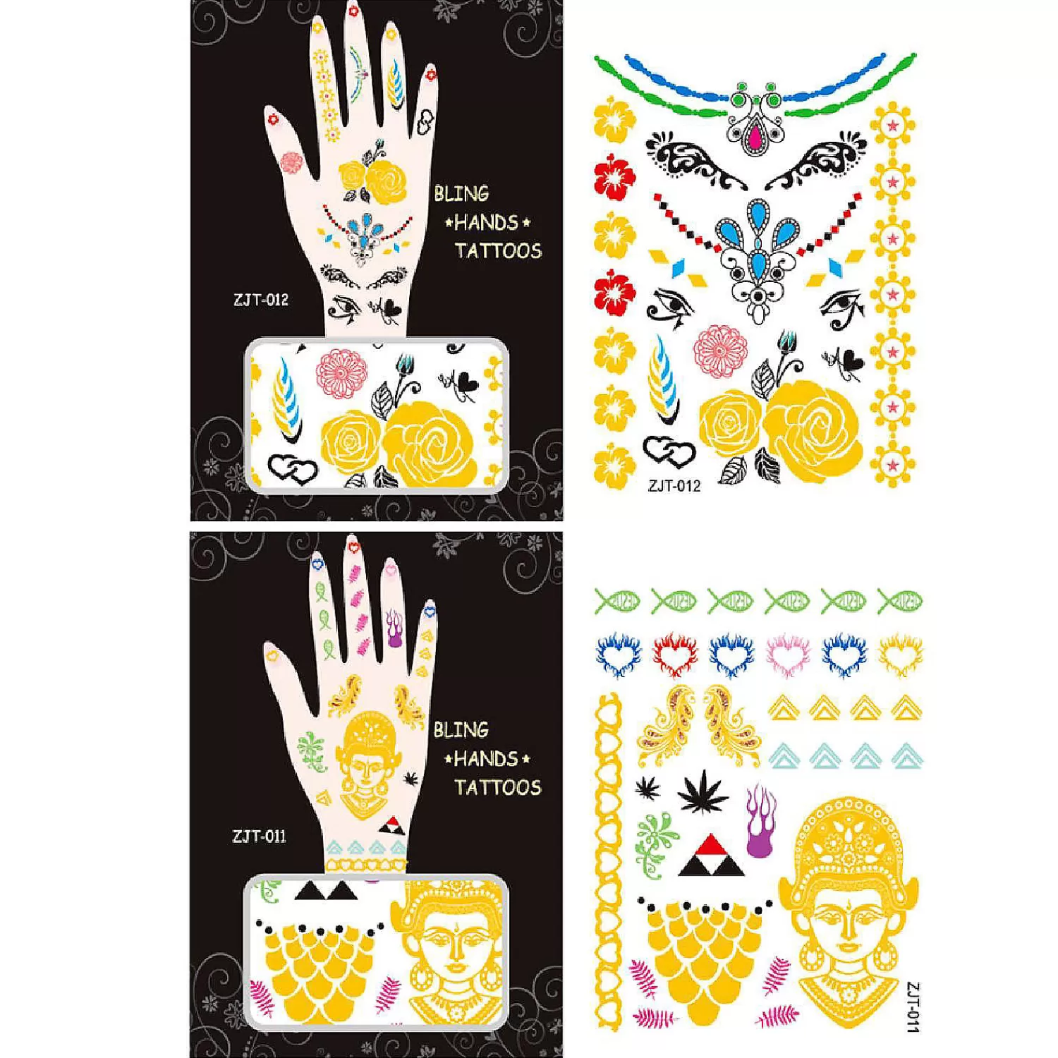 Oriental Trading Temporary Tattoos*Wrapables Metallic Body Art Hand Tattoos, Exotic