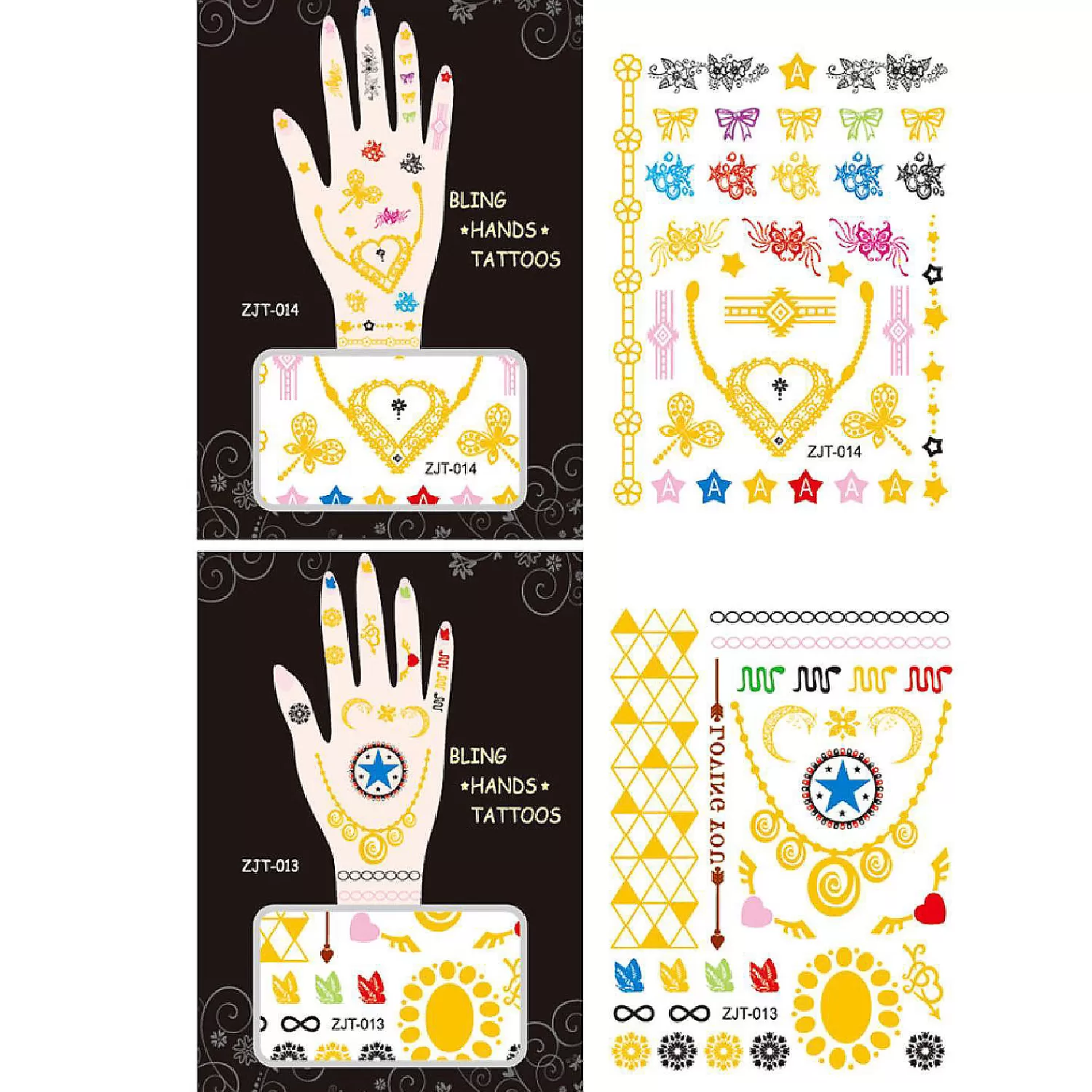 Oriental Trading Temporary Tattoos*Wrapables Metallic Body Art Hand Tattoos, Loving You